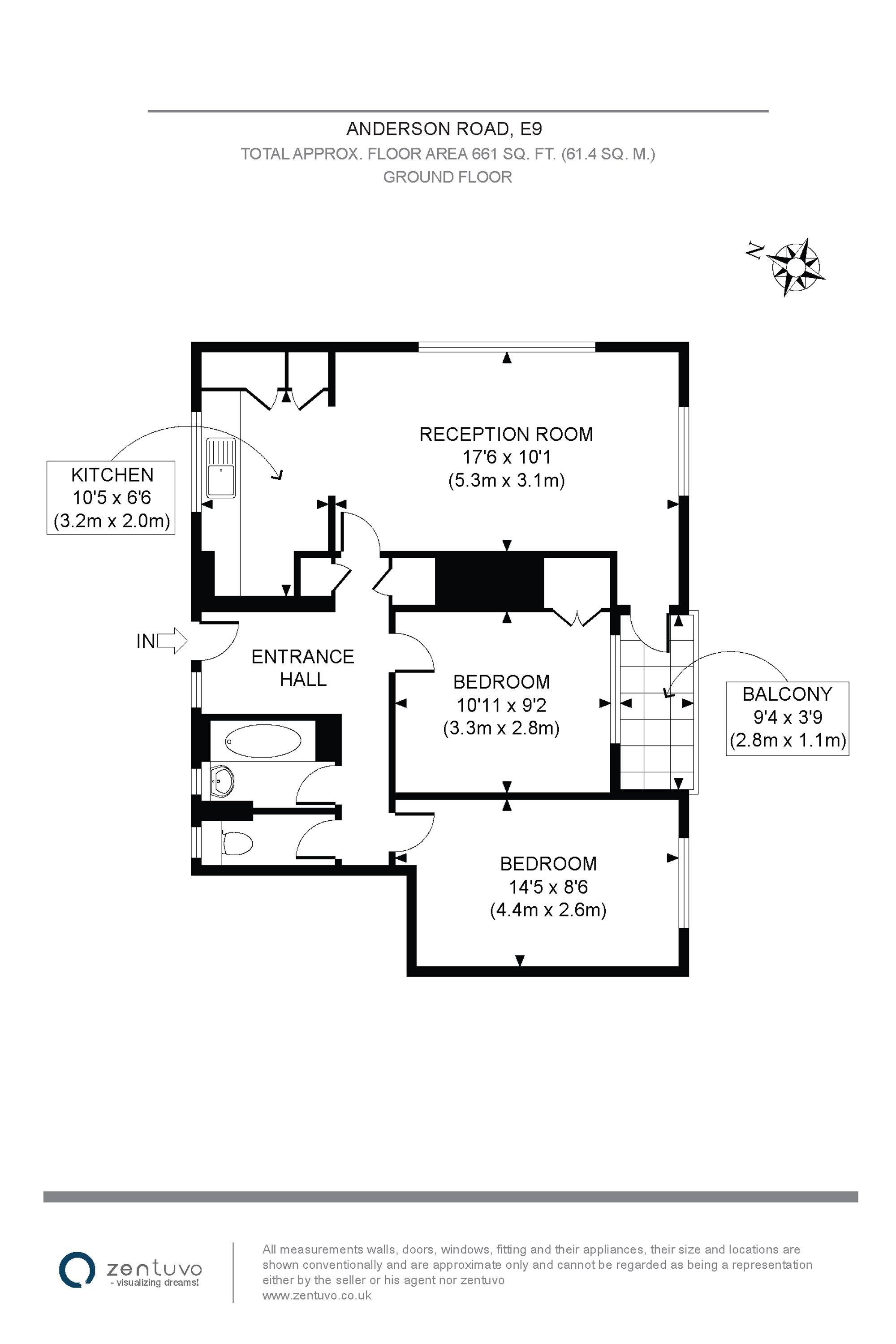 Flat 1, Baycliffe House Anderson Road, London floorplan