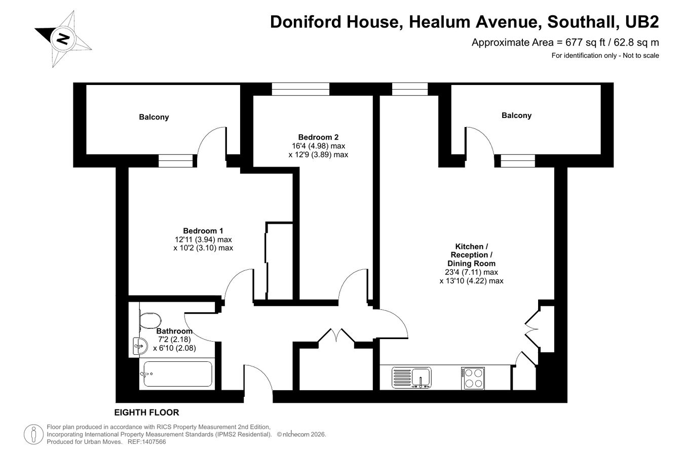 66, Doniford House, Southall floorplan