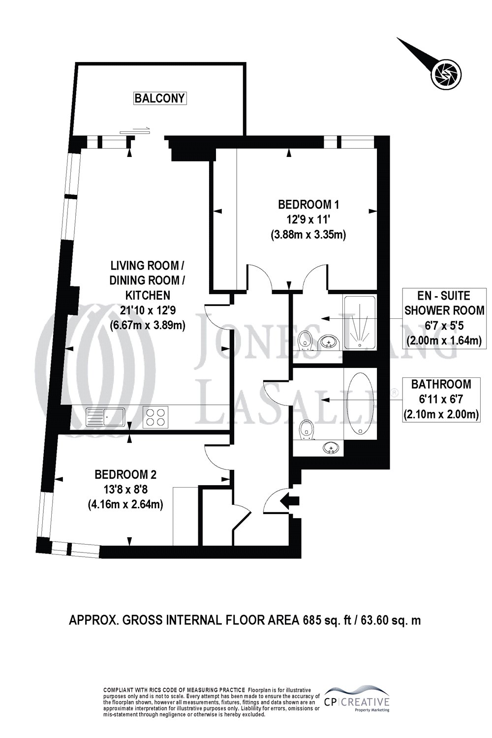 2 Bedrooms Flat to rent in Residence Tower, Woodberry Grove, London N4