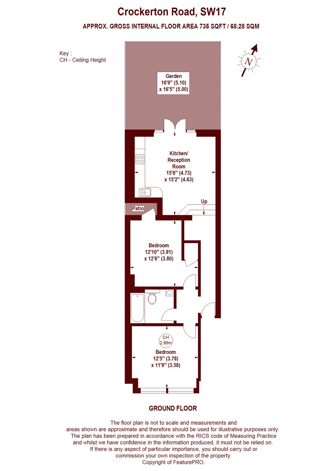 2 Bedrooms Flat to rent in Crockerton Road, London SW17