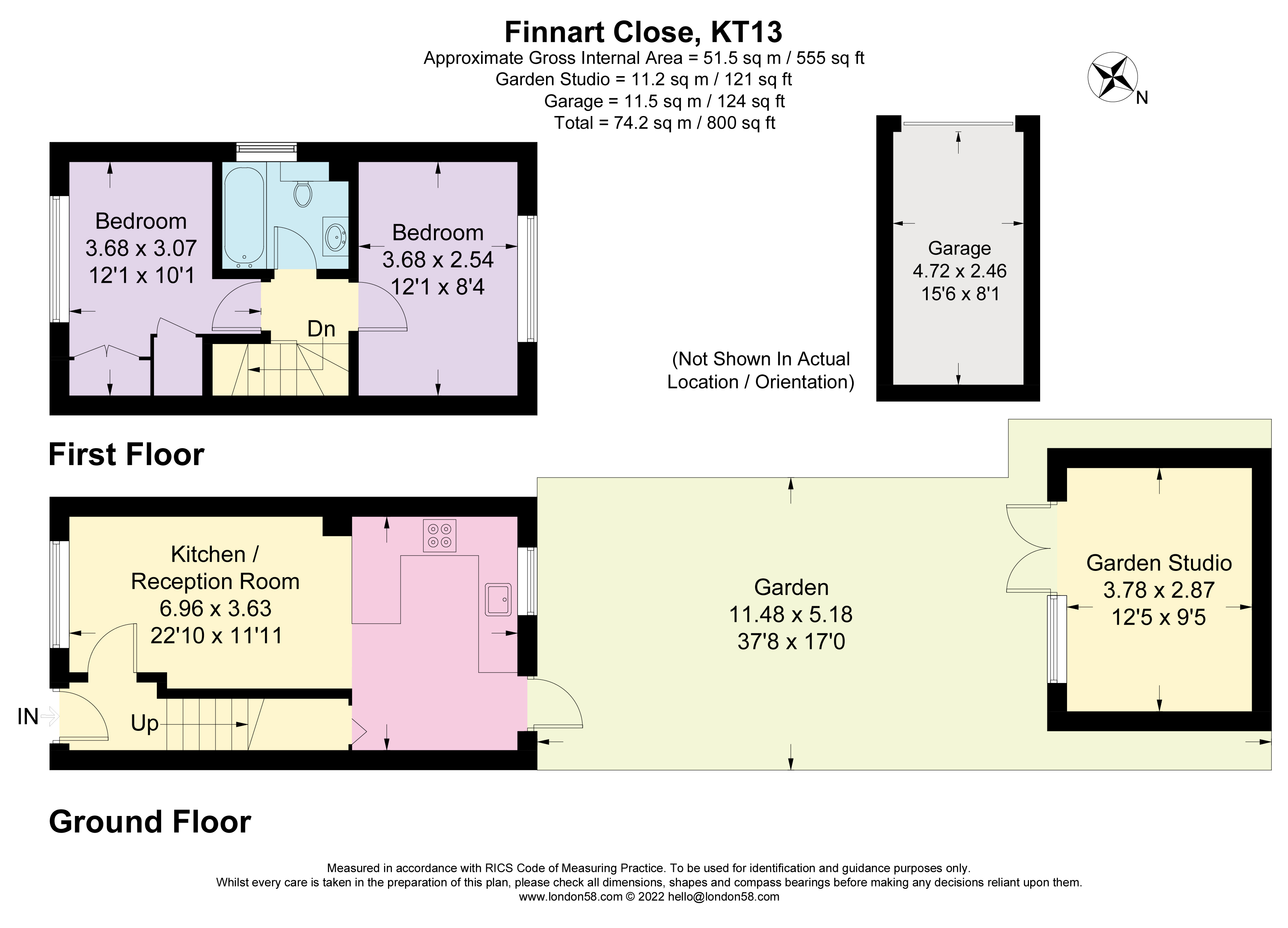 Finnart Close, Weybridge, Surrey KT13, 2 bedroom semidetached house