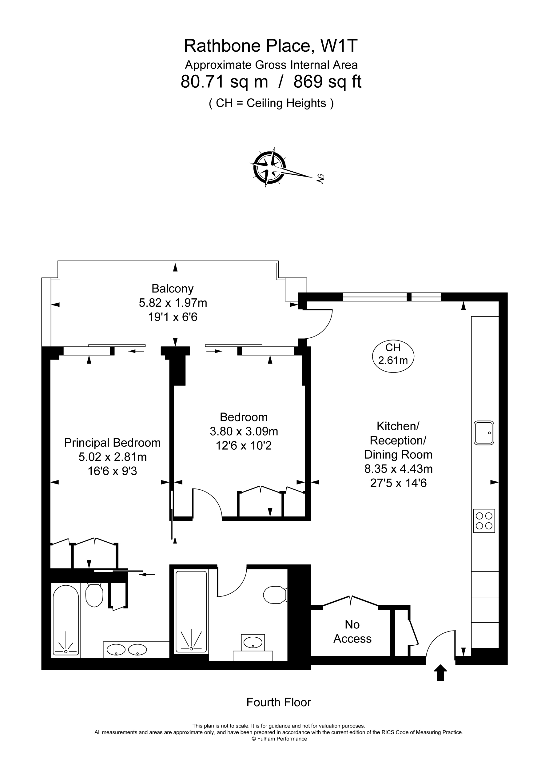 Apartment 416, 37, Rathbone Place, London floorplan