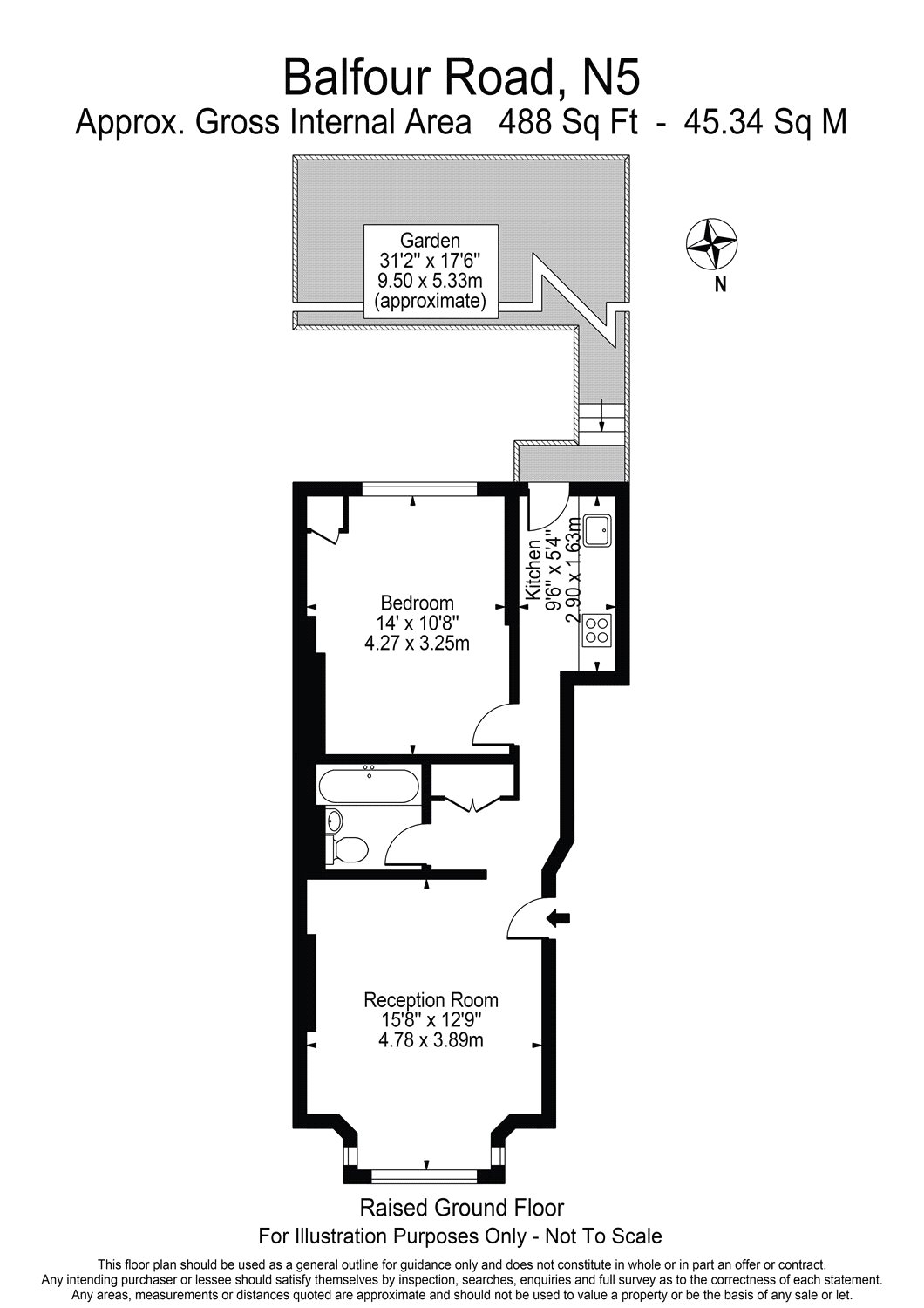 1 Bedrooms Flat to rent in Balfour Road, London N5