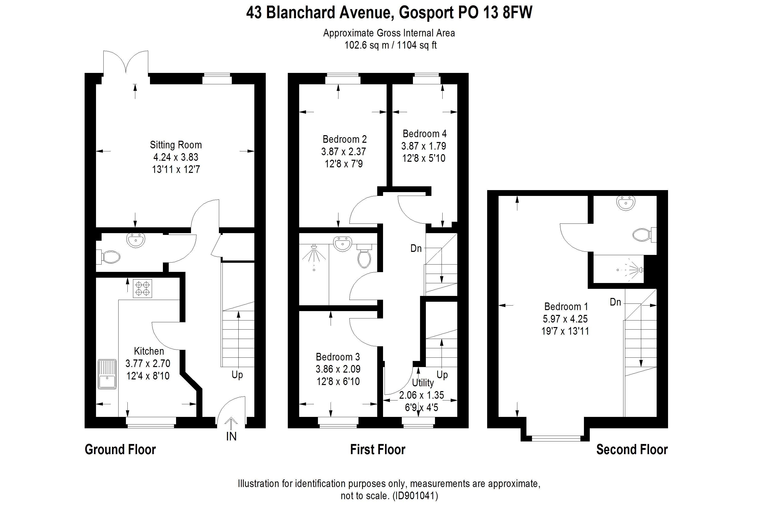 Blanchard Avenue, Gosport, Hants PO13, 4 bedroom town house for sale