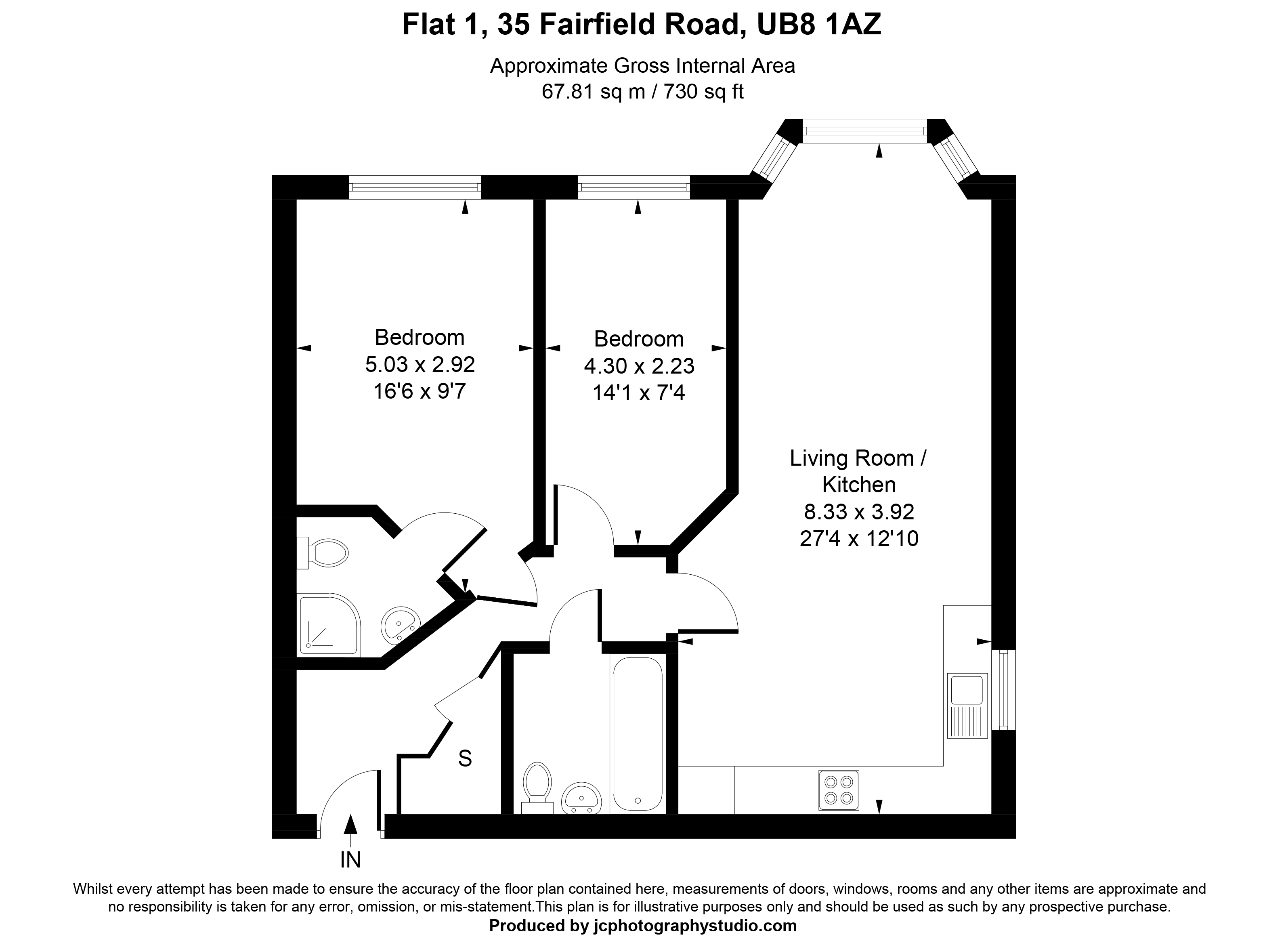 Flat 1 Courtfield House 35, Fairfield Road, London floorplan