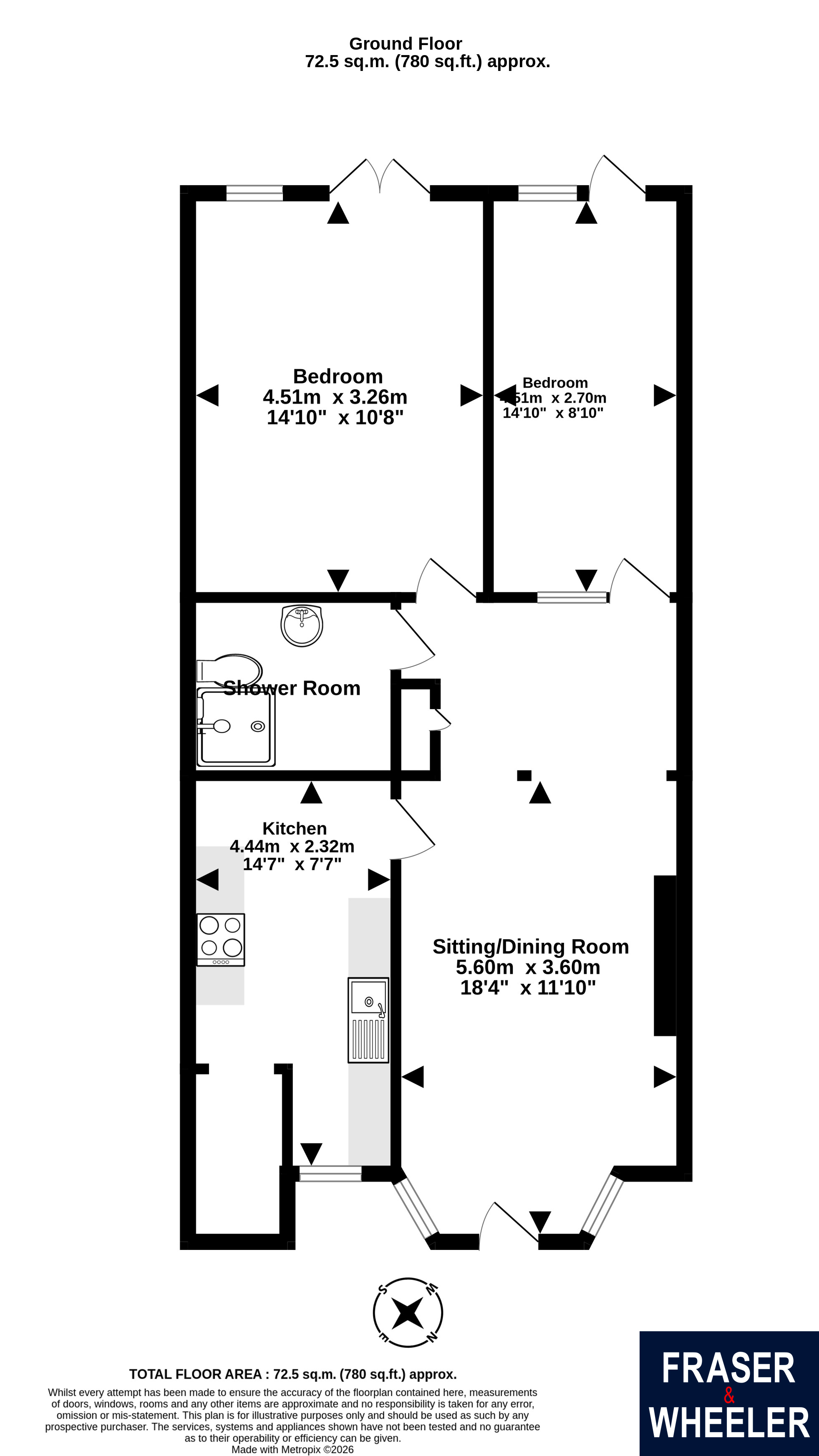 York Flat 2, Brookdale Terrace, Dawlish floorplan