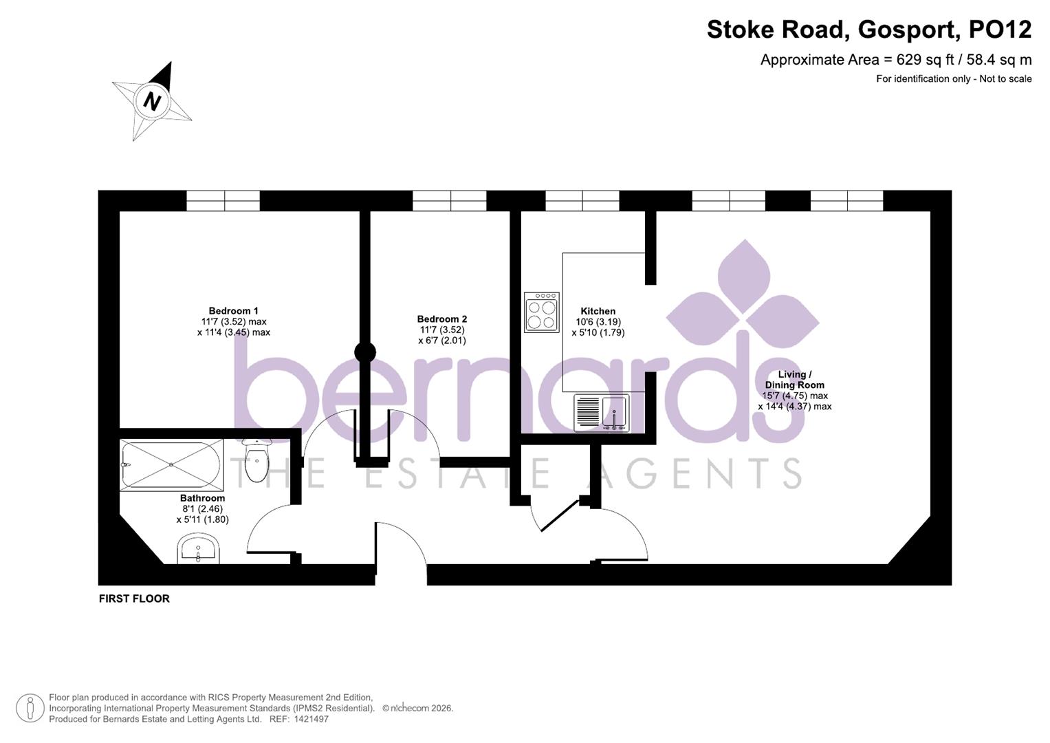 Flat 5 Cray House, 40, Stoke Road, Gosport floorplan
