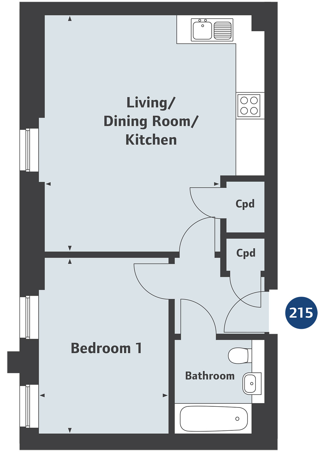1 Bedrooms Flat for sale in 