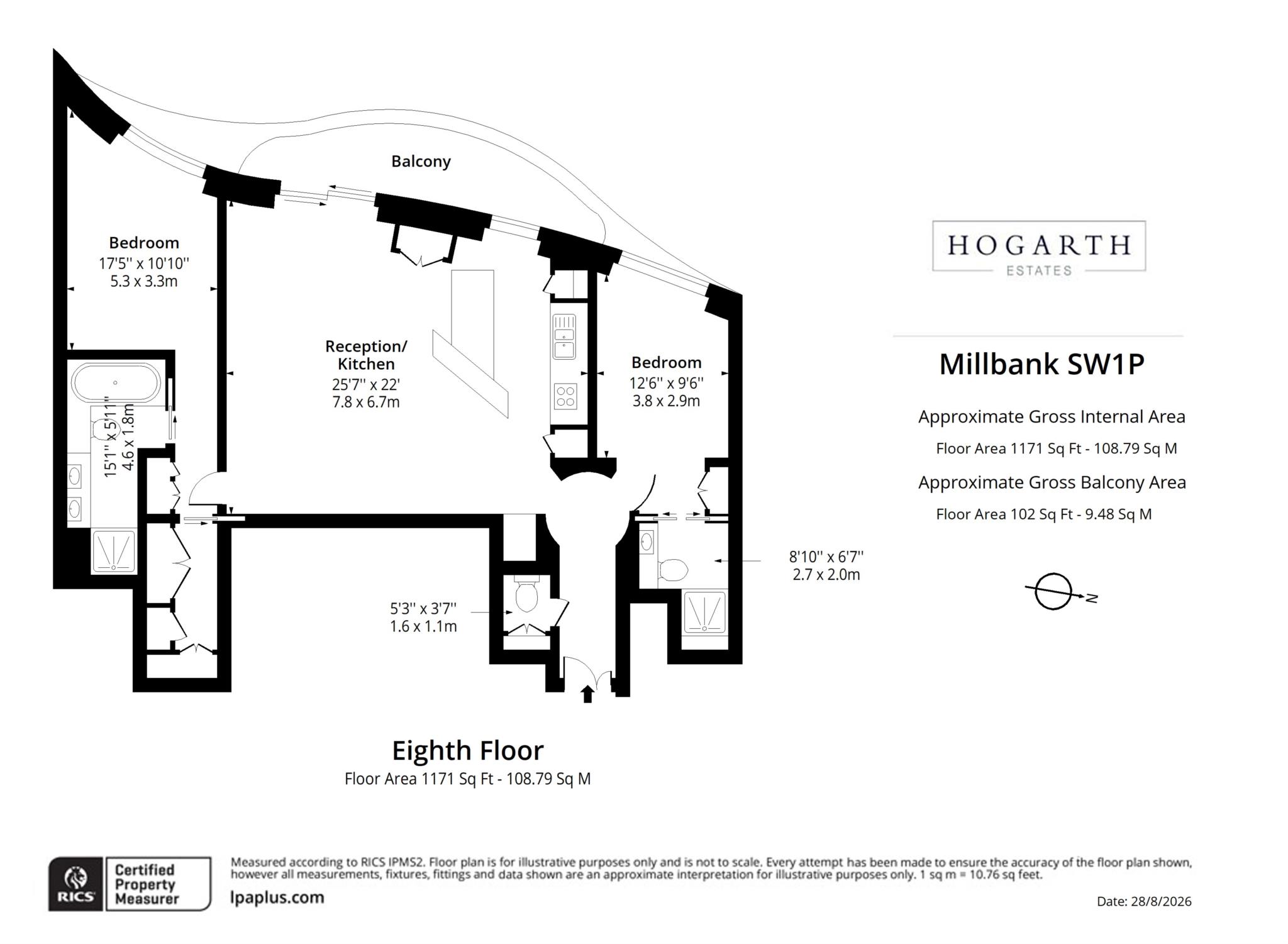 Flat 805 Riverwalk, Millbank, London floorplan