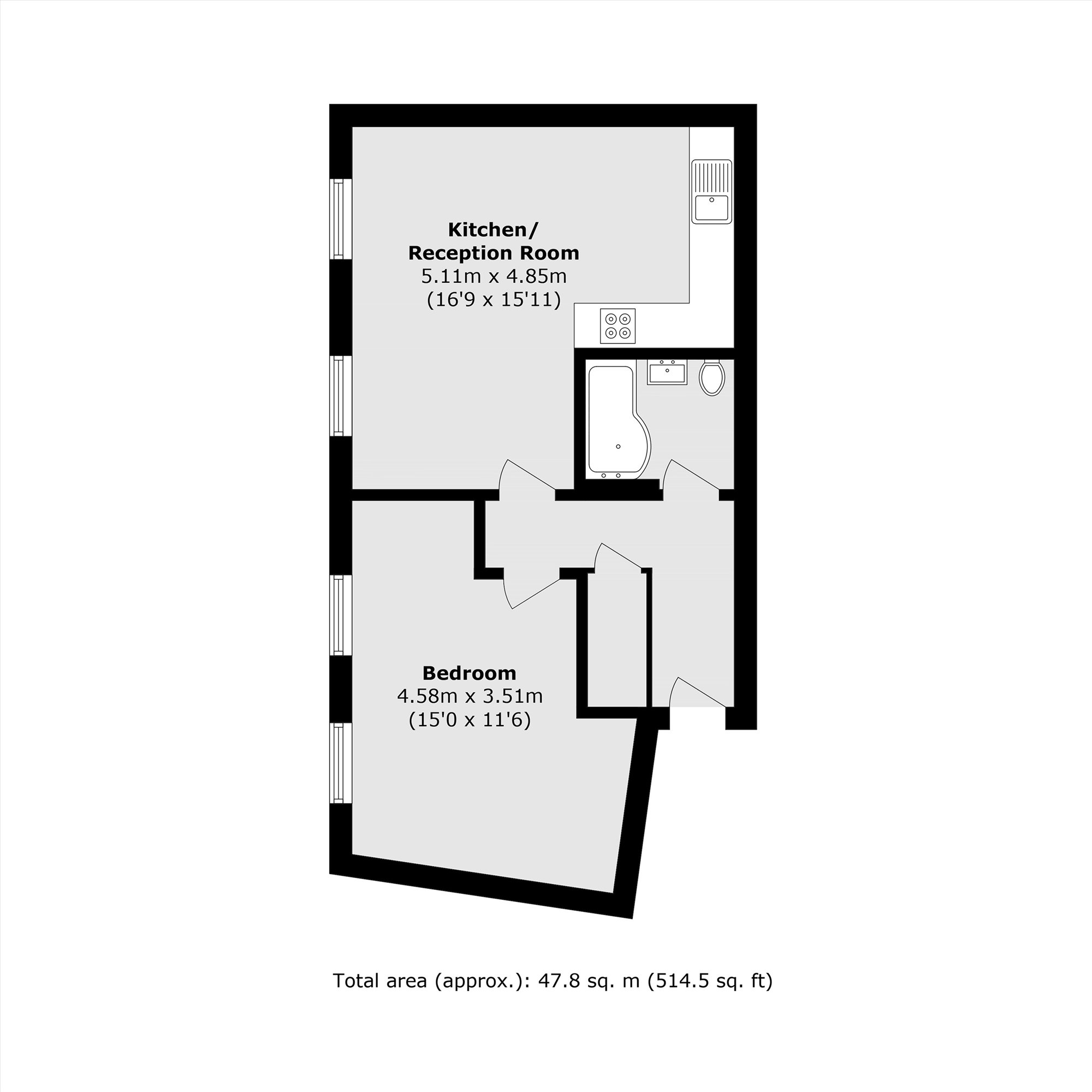 Flat B, 62, Queens Crescent, London floorplan