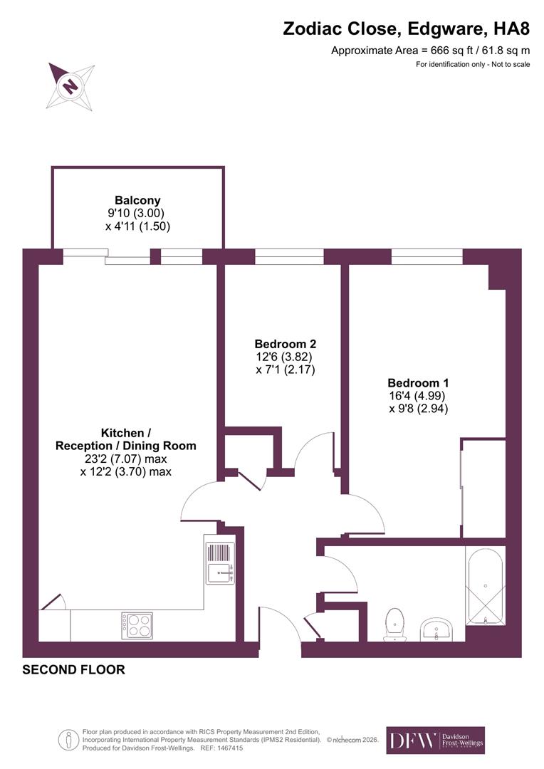 Flat 19 Pisces Court, Zodiac Close, Edgware floorplan