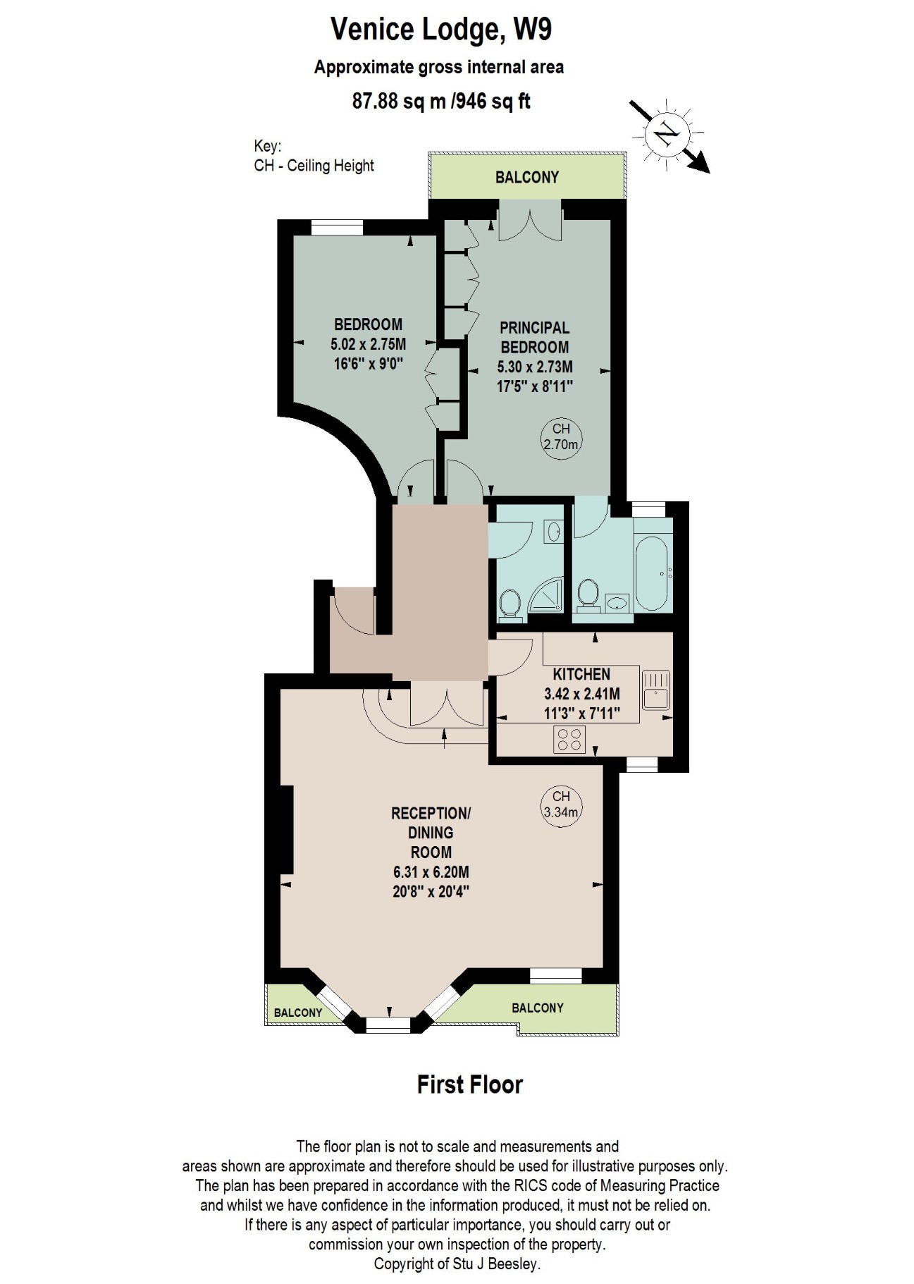 Flat 4,  Venice Lodge, 53-55, Maida Vale, London floorplan