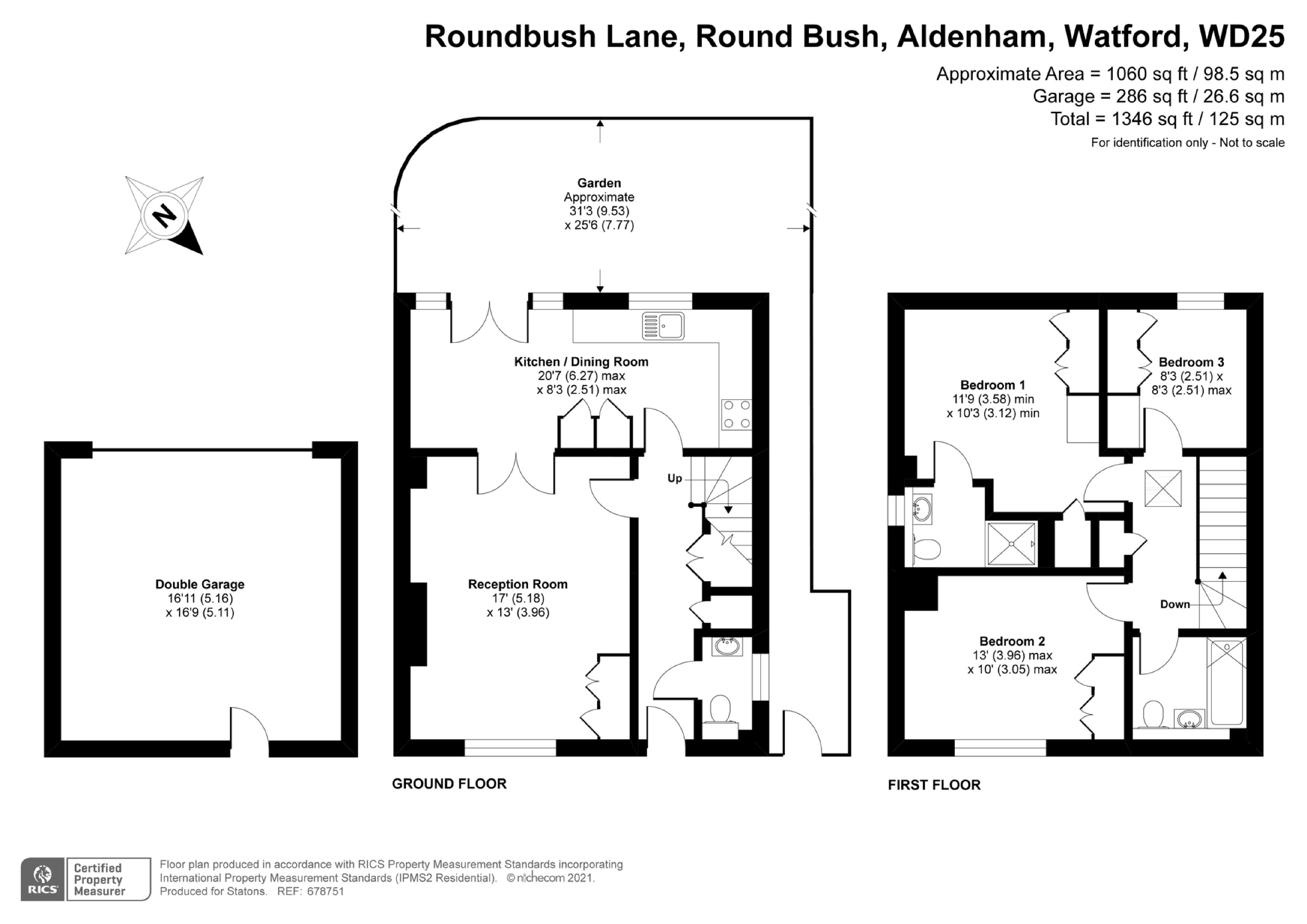 3 bed property for sale in Roundbush Lane, Round Bush, Aldenham WD25