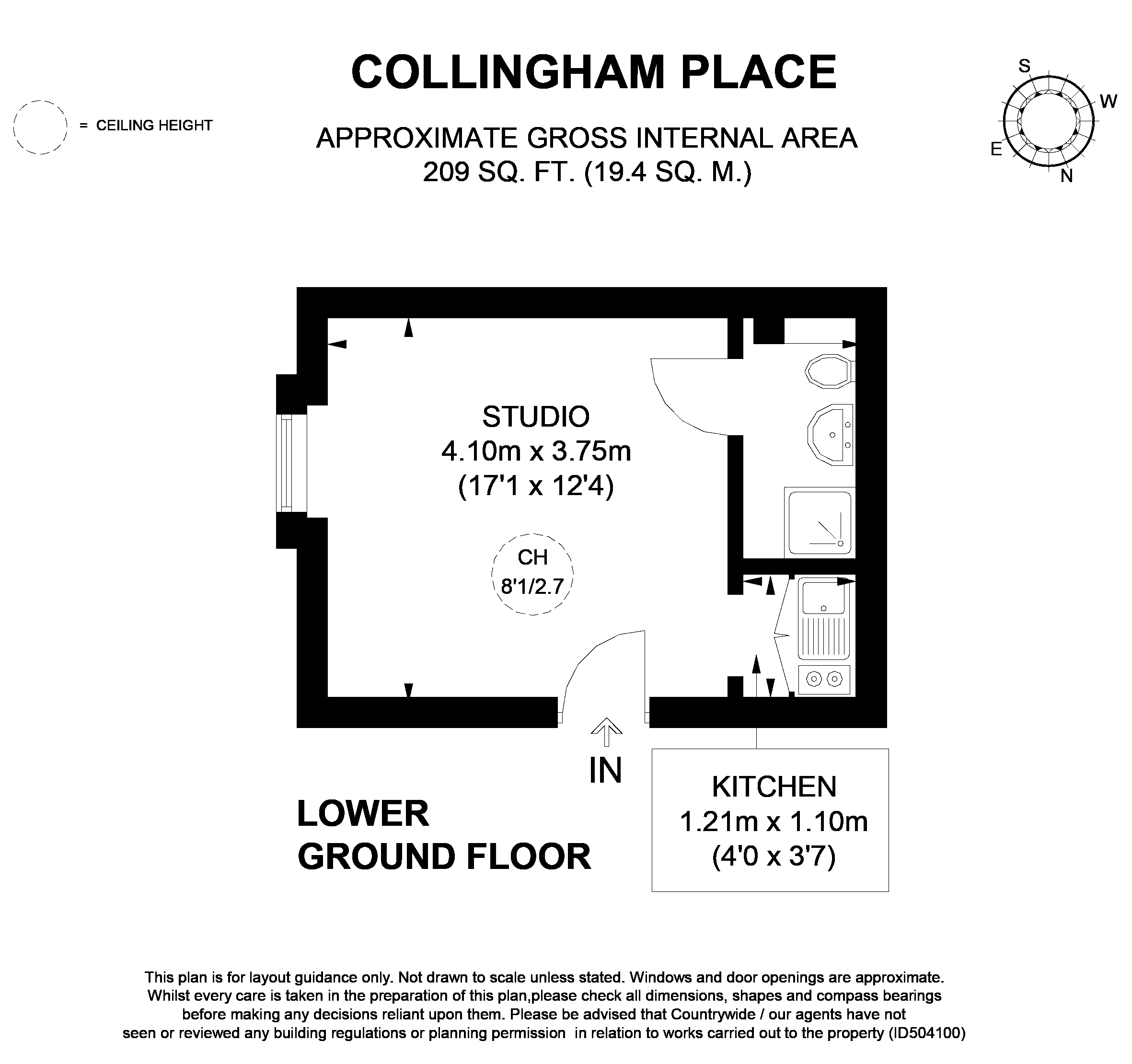 1 Bedrooms Studio to rent in Collingham Place, London SW5