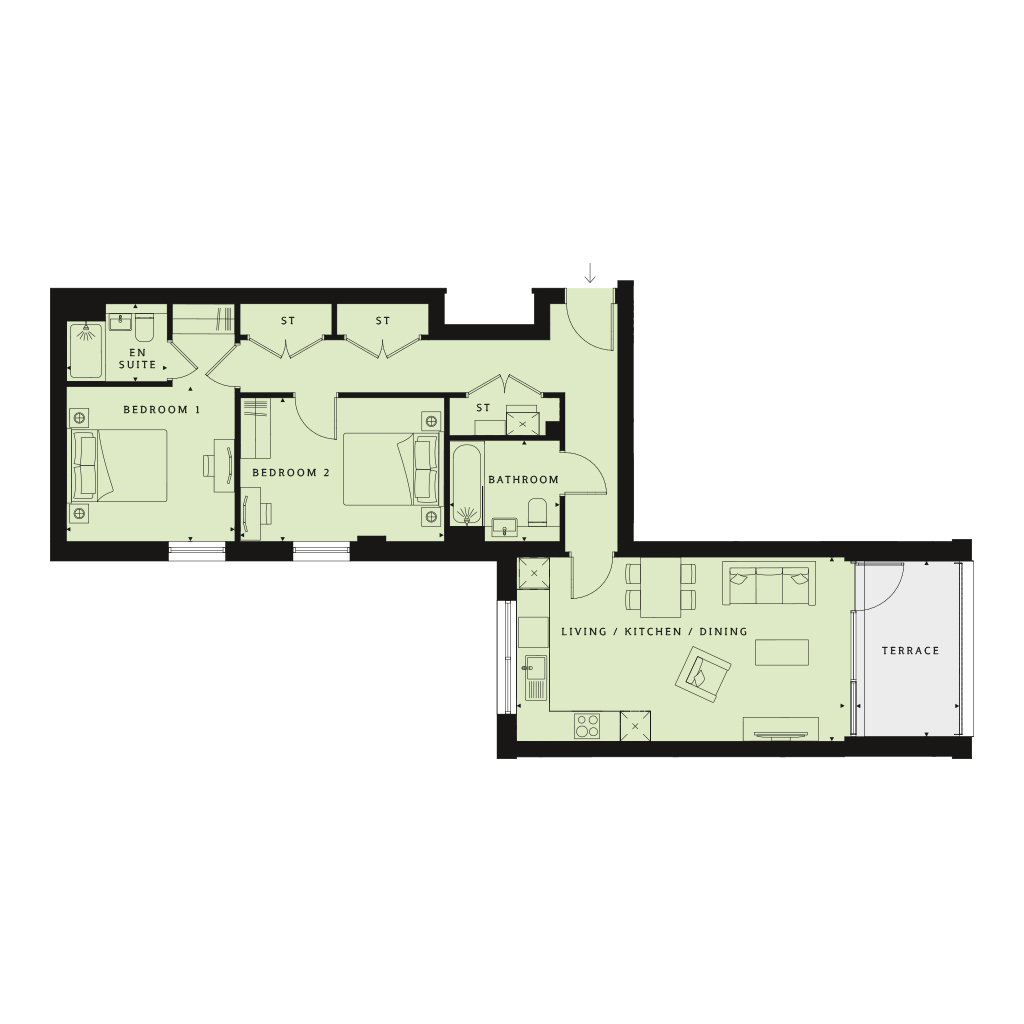 2 Bedrooms Flat for sale in 