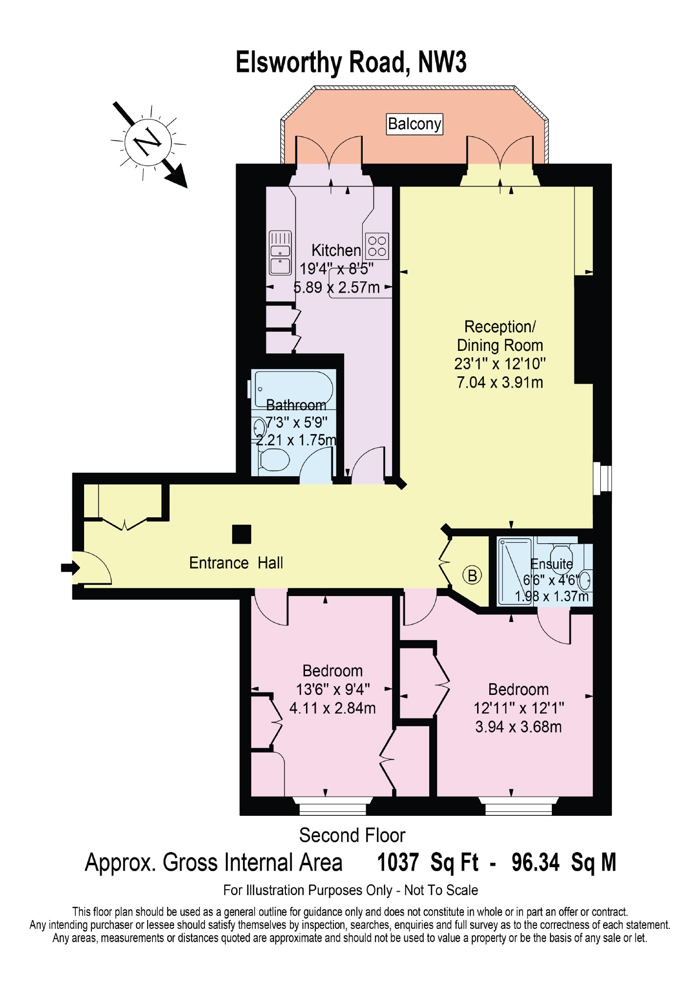 2 Bedrooms Flat to rent in Elsworthy Road, London NW3