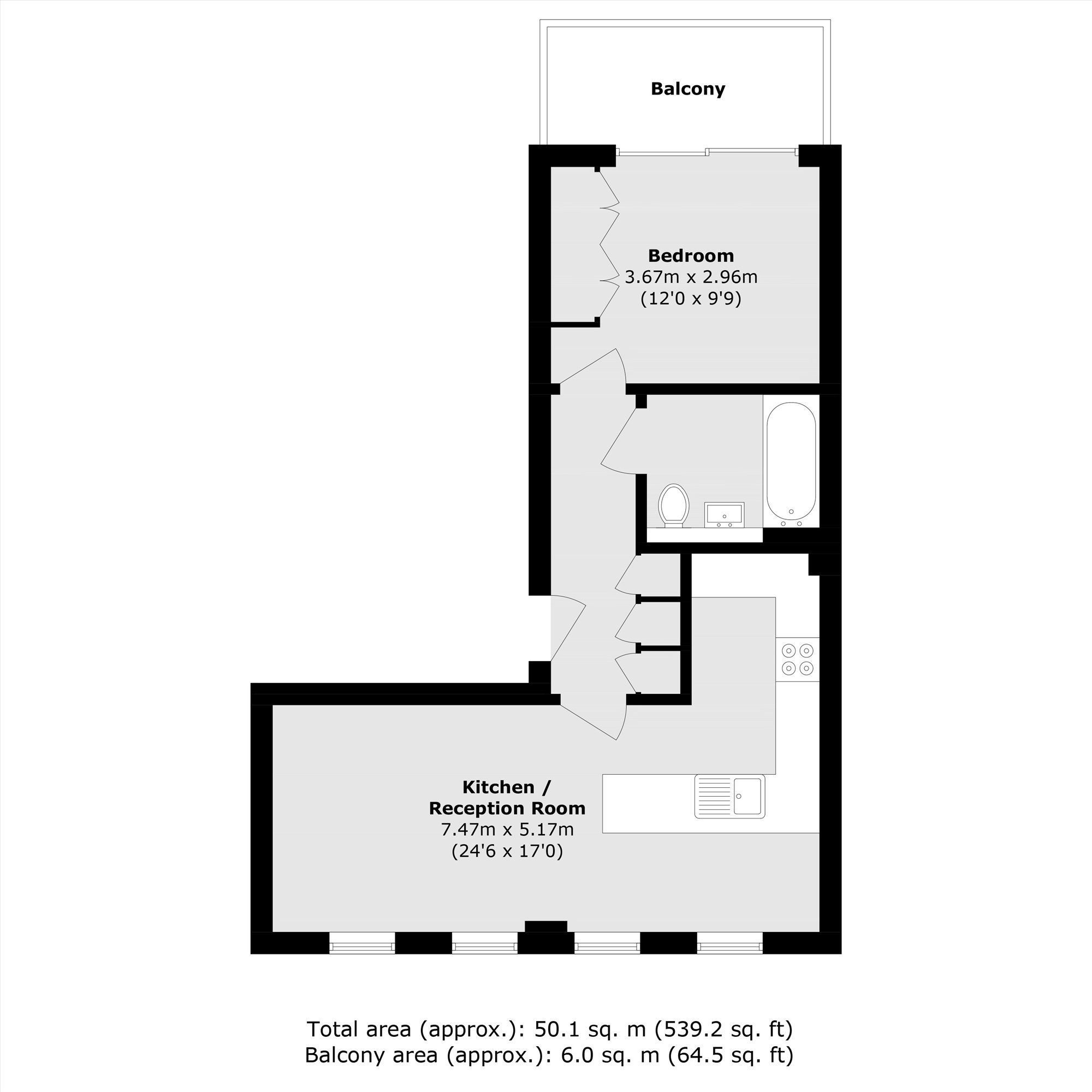 Flat 3, Marley House, 1, Greyhound Road, London floorplan
