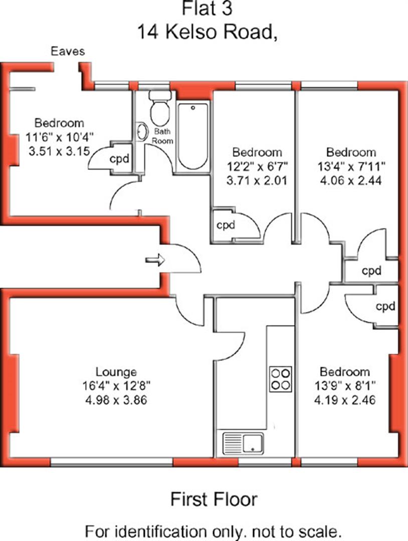 Flat 3, 14, KELSO ROAD, Leeds floorplan