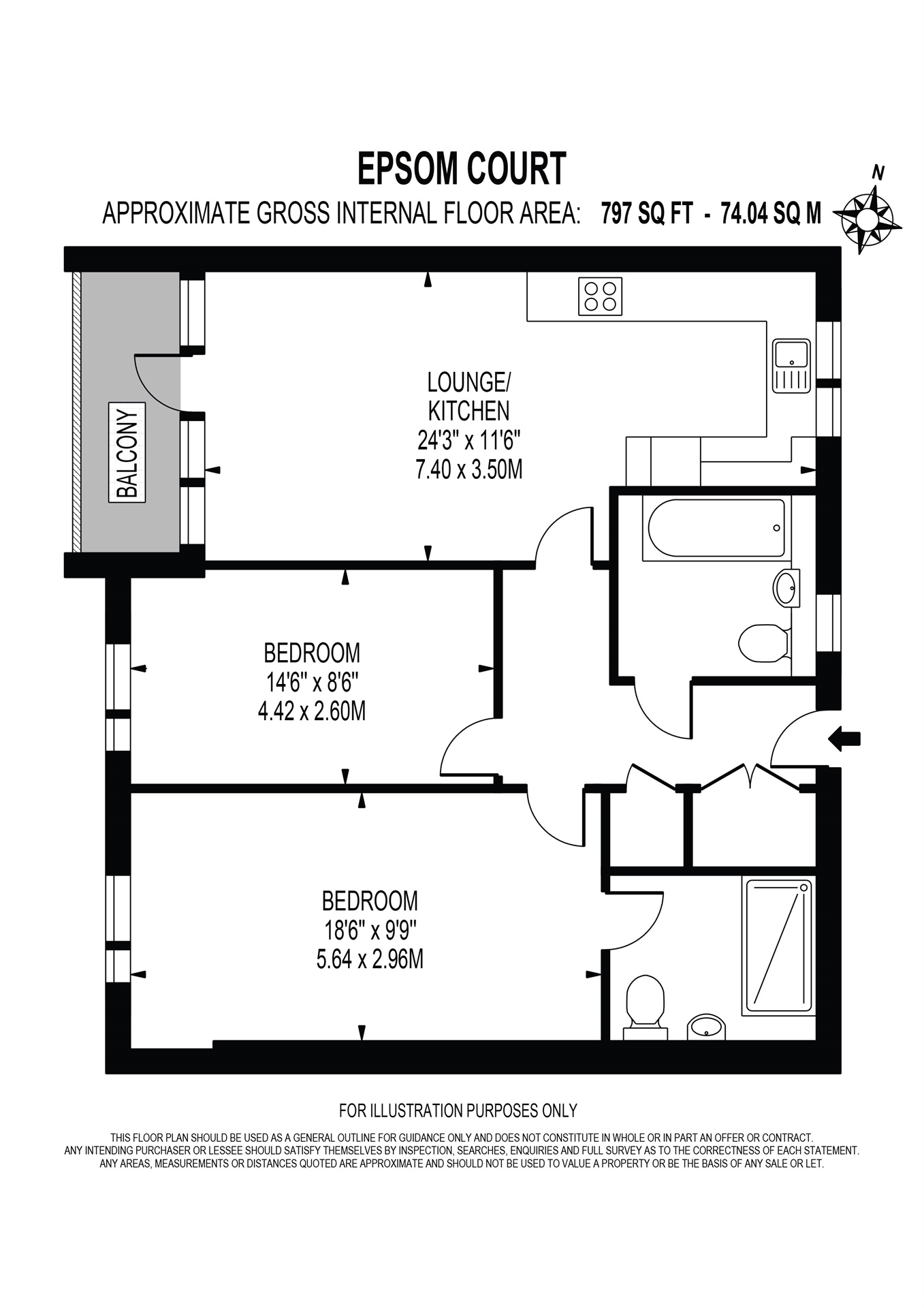 Epsom Court, 40 Upper High Street, Epsom KT17, 2 bedroom flat for sale