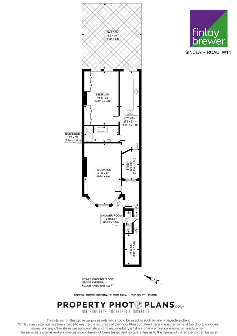 Basement Flat, 130, Sinclair Road, London floorplan