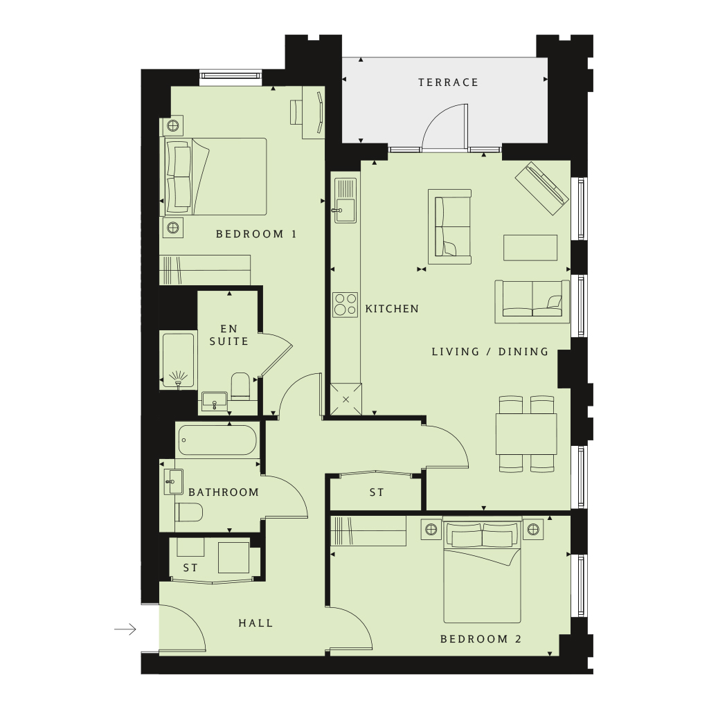 2 Bedrooms Flat for sale in 