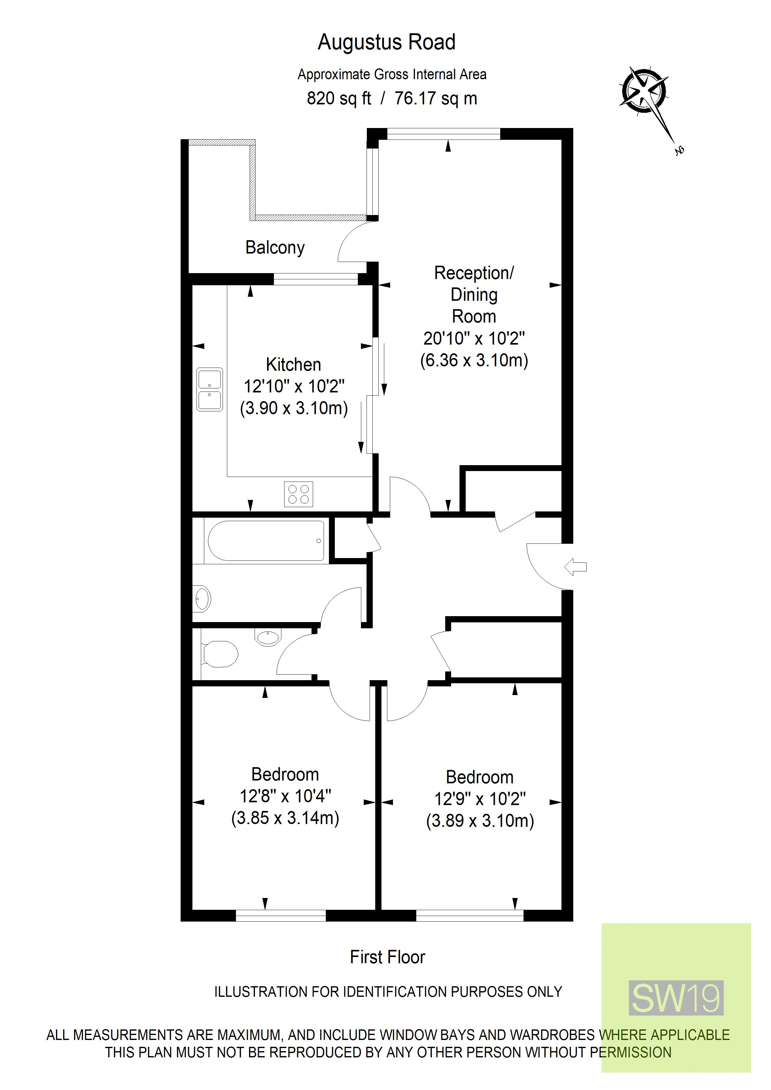 Flat 4, 53, Augustus Road, London floorplan