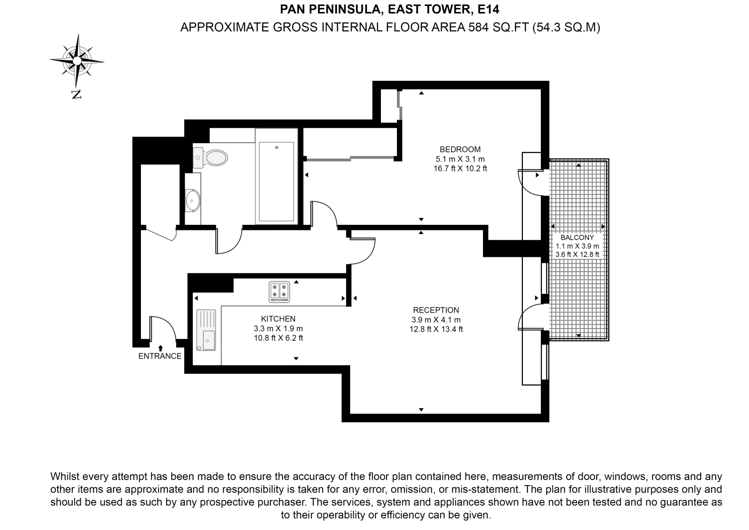 Flat 1802,, East Tower, Canary Wharf floorplan