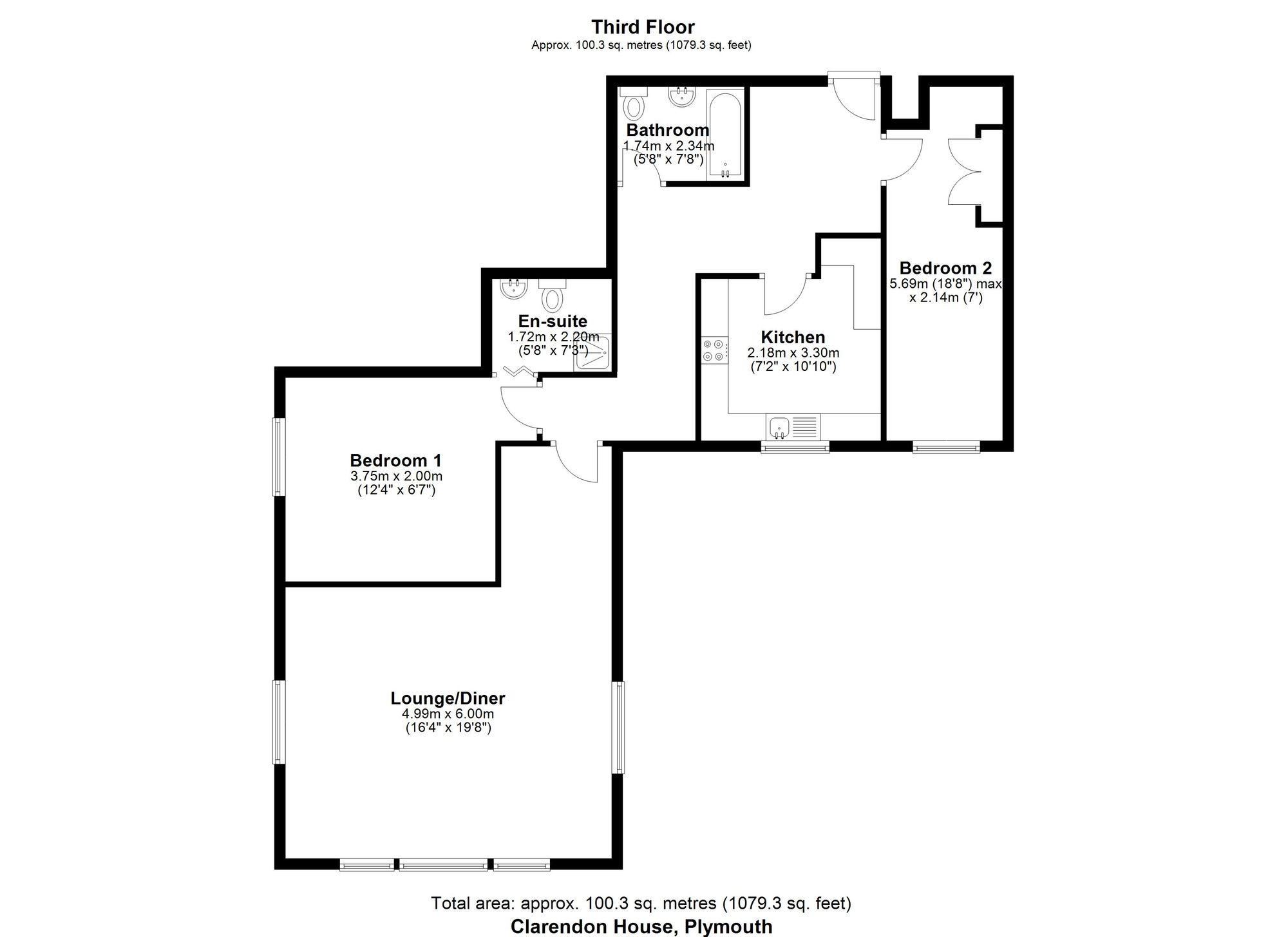 Flat 28, Clarendon House 1-3 Albert Road, Plymouth floorplan