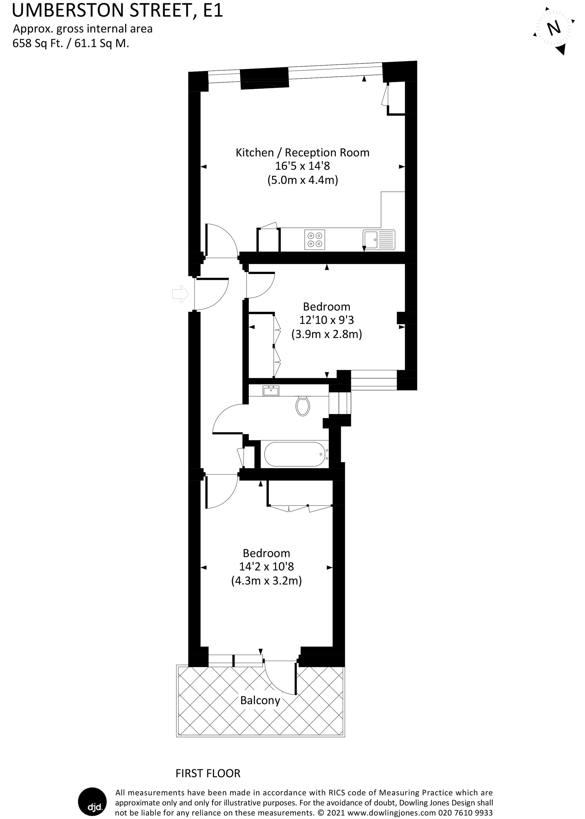 Flat 1, Freetown House 5A Umberston Street, London floorplan