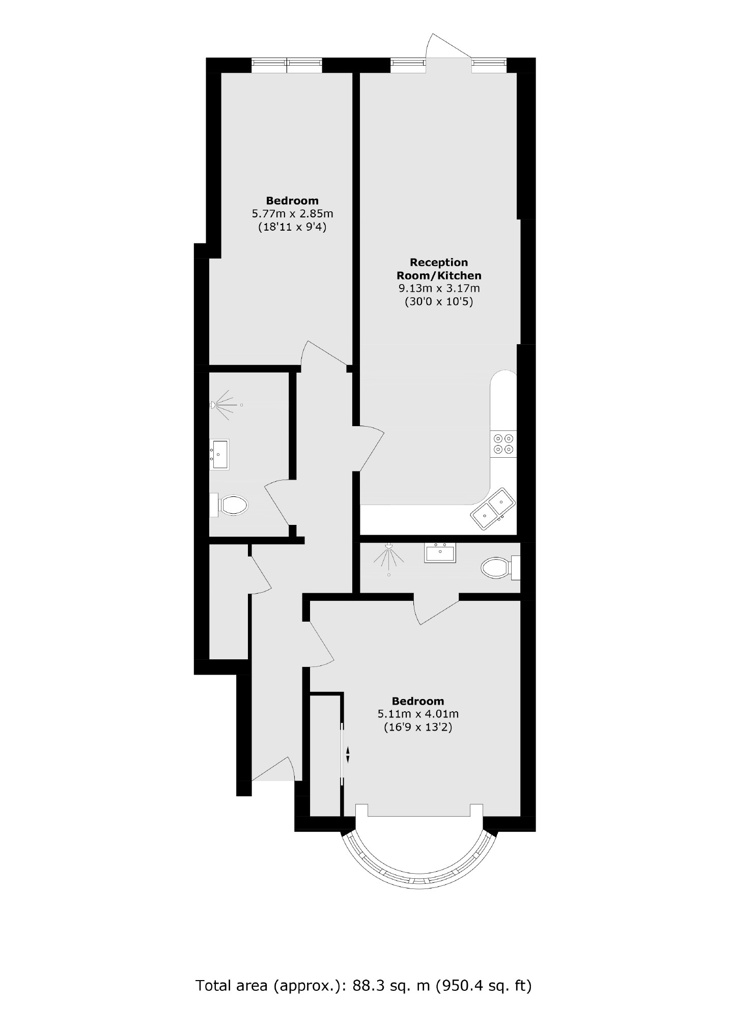 Flat 2, 47, Woodland Way, London floorplan