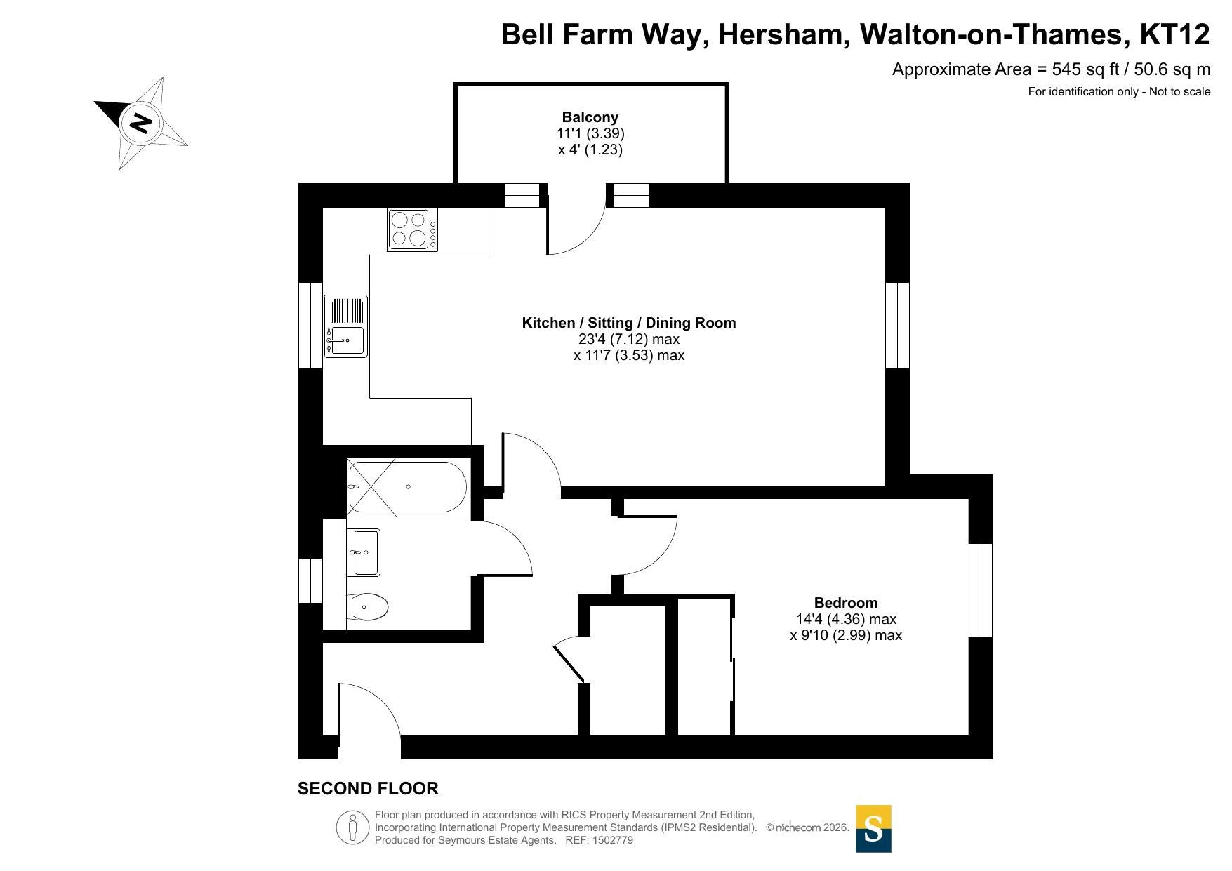 Flat 7, 61, Bell Farm Way, Walton-on-Thames floorplan
