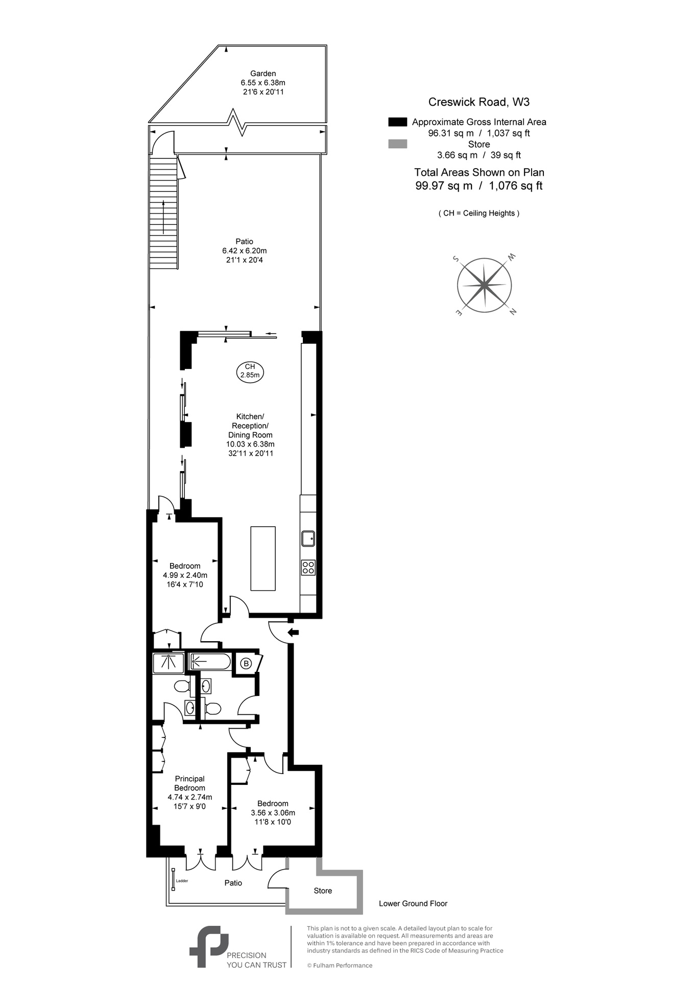 Flat 1, 50 Creswick Road, Acton floorplan