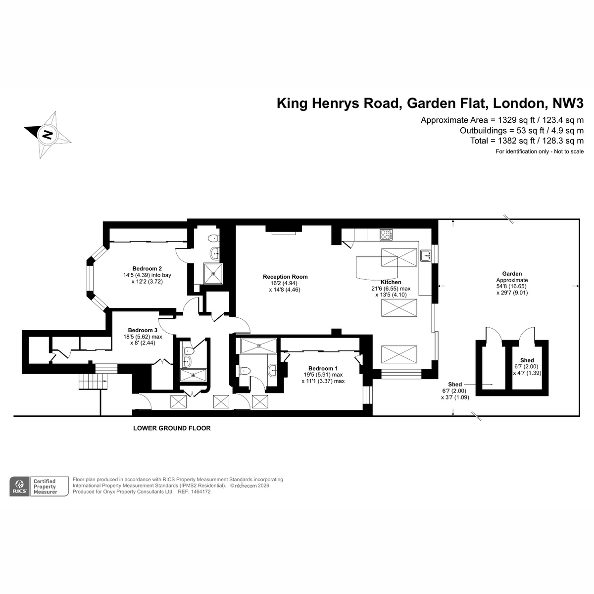 Flat Flat 1, 155 King Henrys Road, Garden Flat, London floorplan
