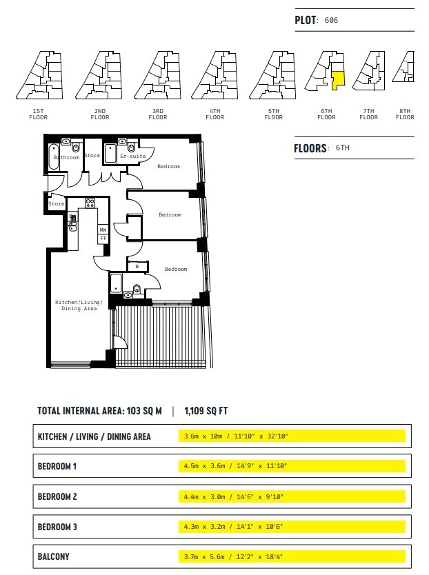 Flat 606, 6, Witan Street, London floorplan