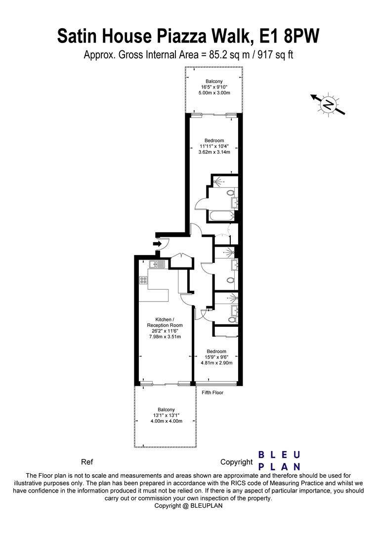 Apartment 504, Satin House, London floorplan