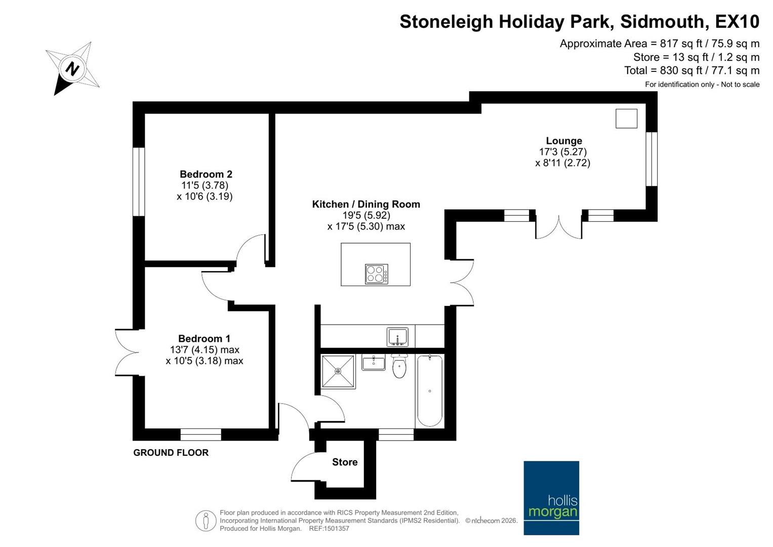 Wonkey Donkey Cottage, Stoneleigh Country Holidays, Sidmouth floorplan