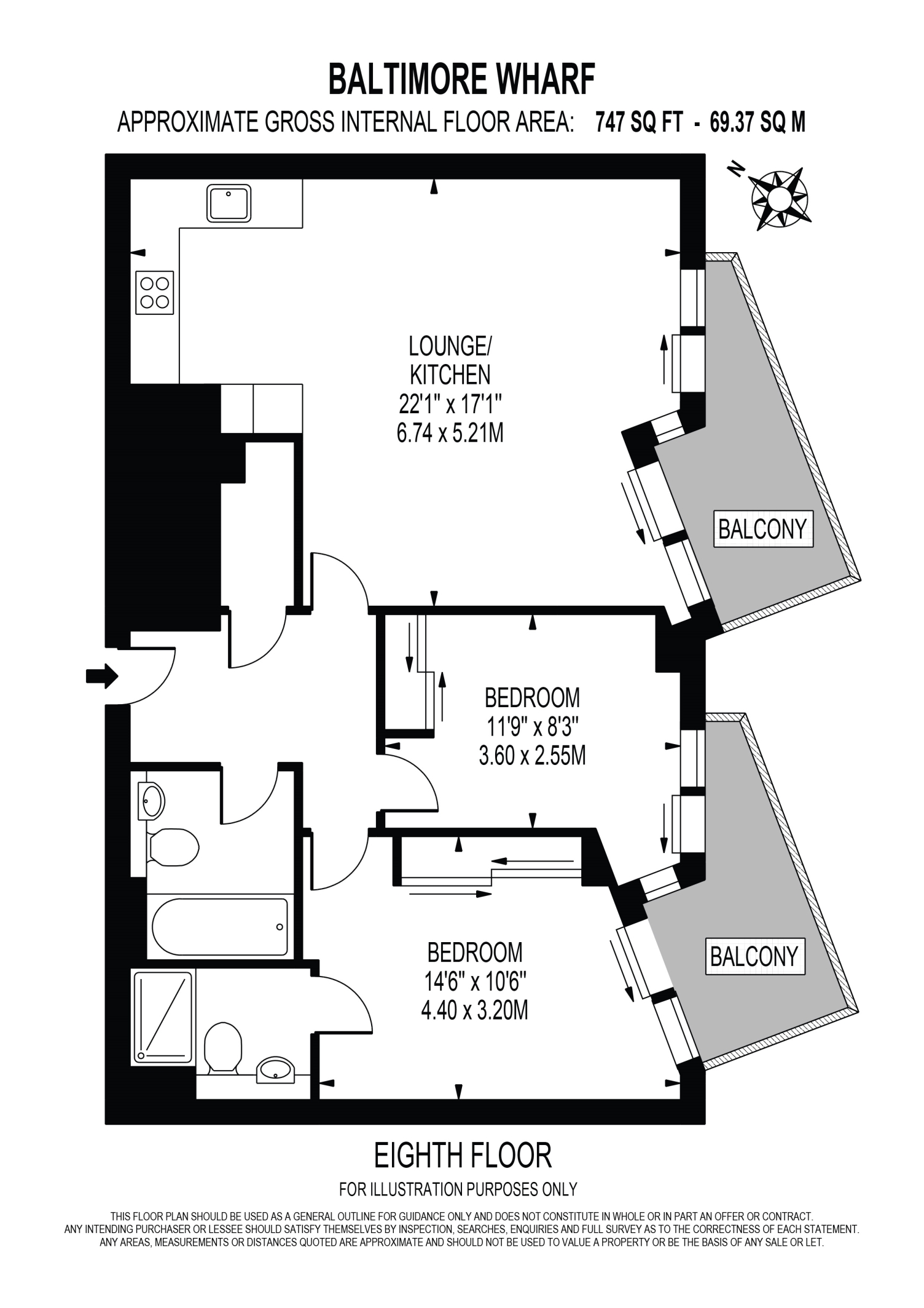 Flat 841,, North Boulevard, Canary Wharf floorplan