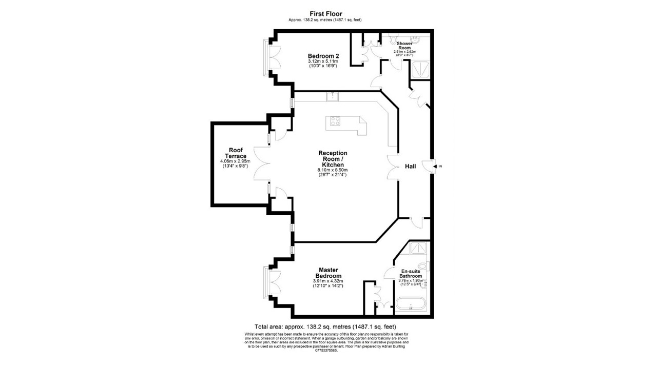 The Mahogany Suite, 5 Bayview House, 20, Uplands Park Road, Enfield floorplan