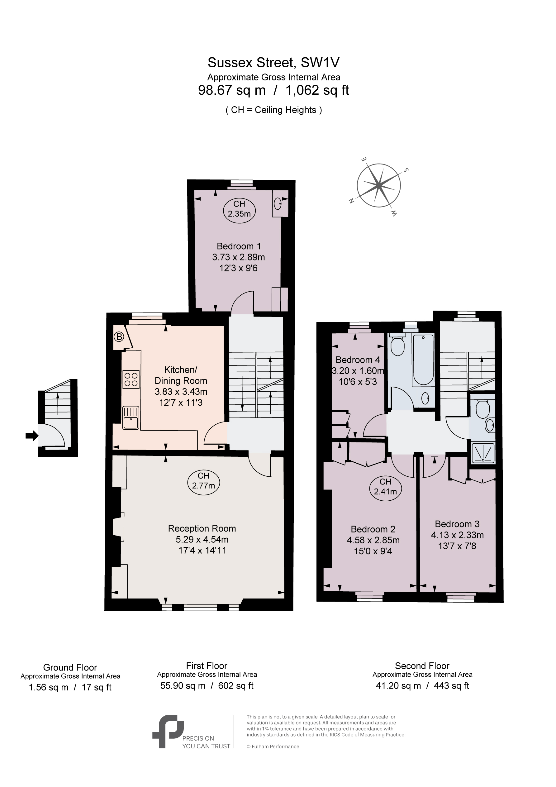 First and Second Floor Flat, 29, Sussex Street, London floorplan