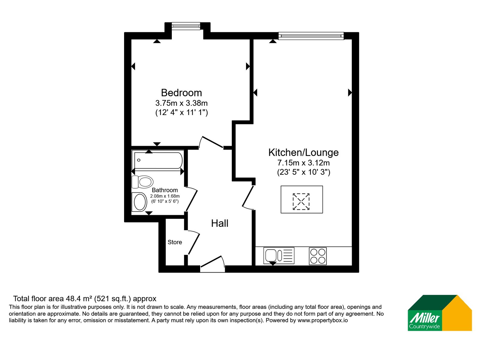 Apartment 1 The Yard, An Garth,, North Quay, Cornwall floorplan