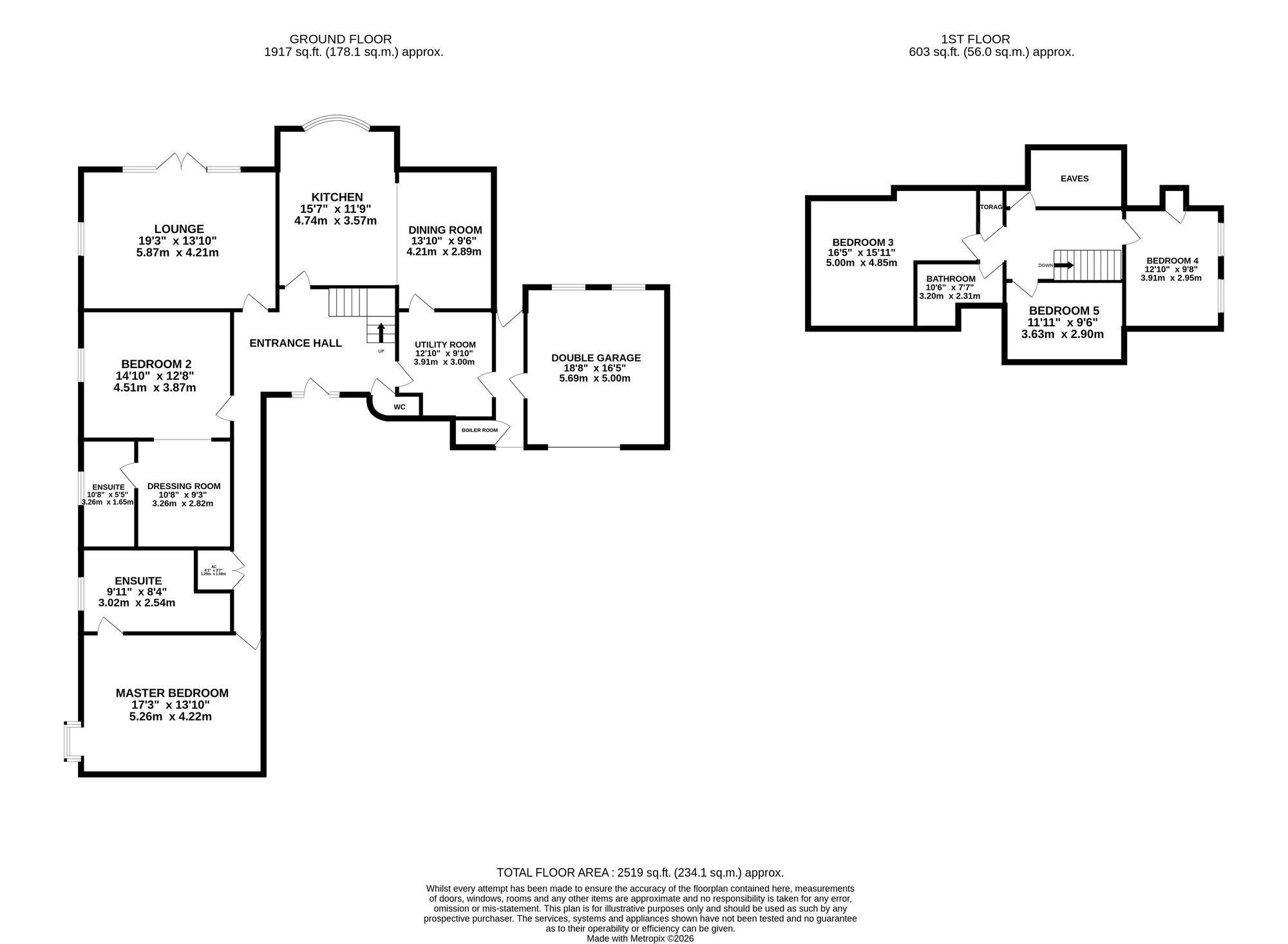 Oak House Wybunbury Lane, Nantwich floorplan