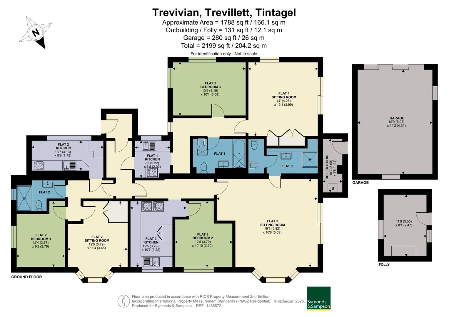 Flats 1, 2 & 3 Trevivian, Tintagel floorplan