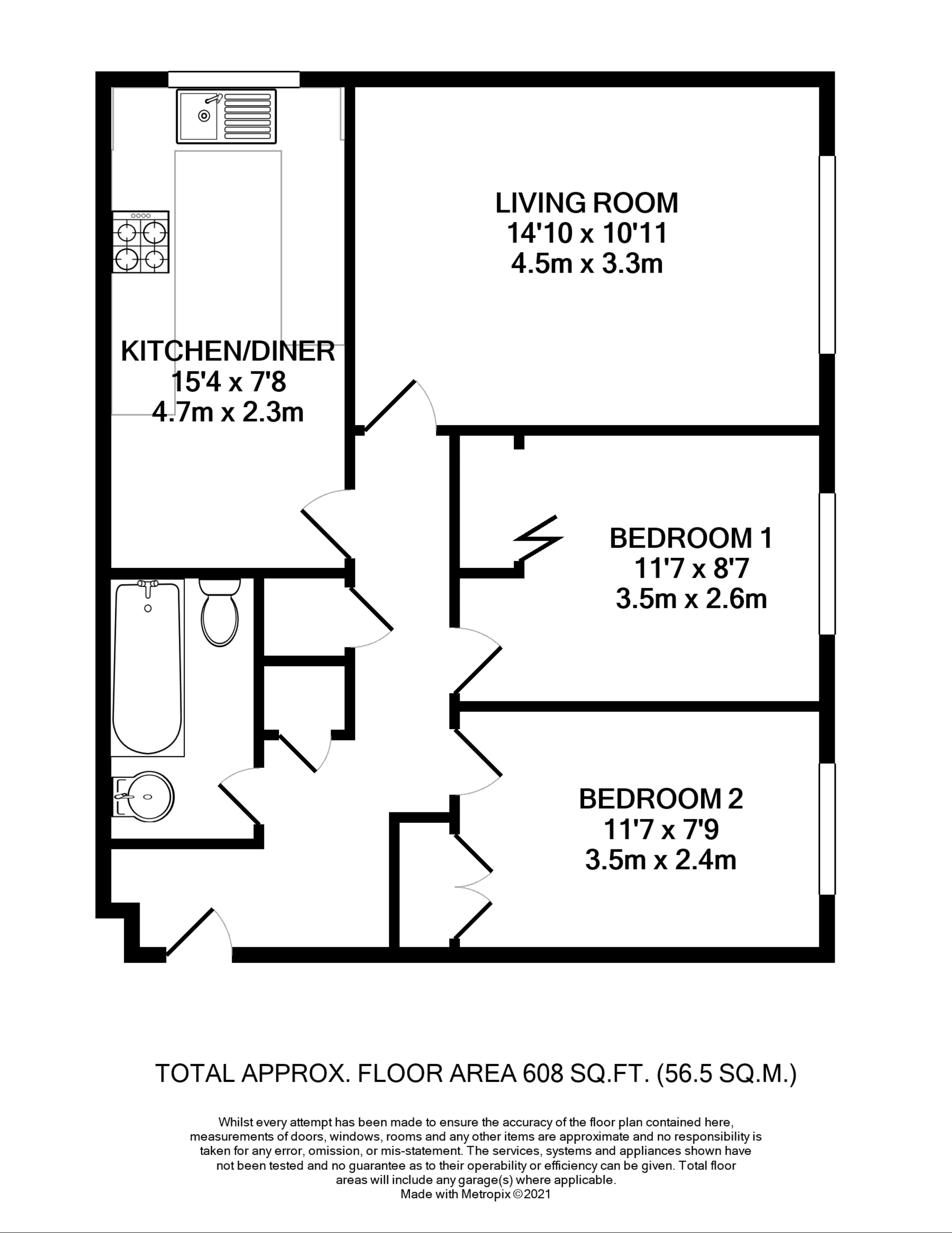 Flat 21, Mill Stream Lodge,, Uxbridge Road, Hertfordshire floorplan