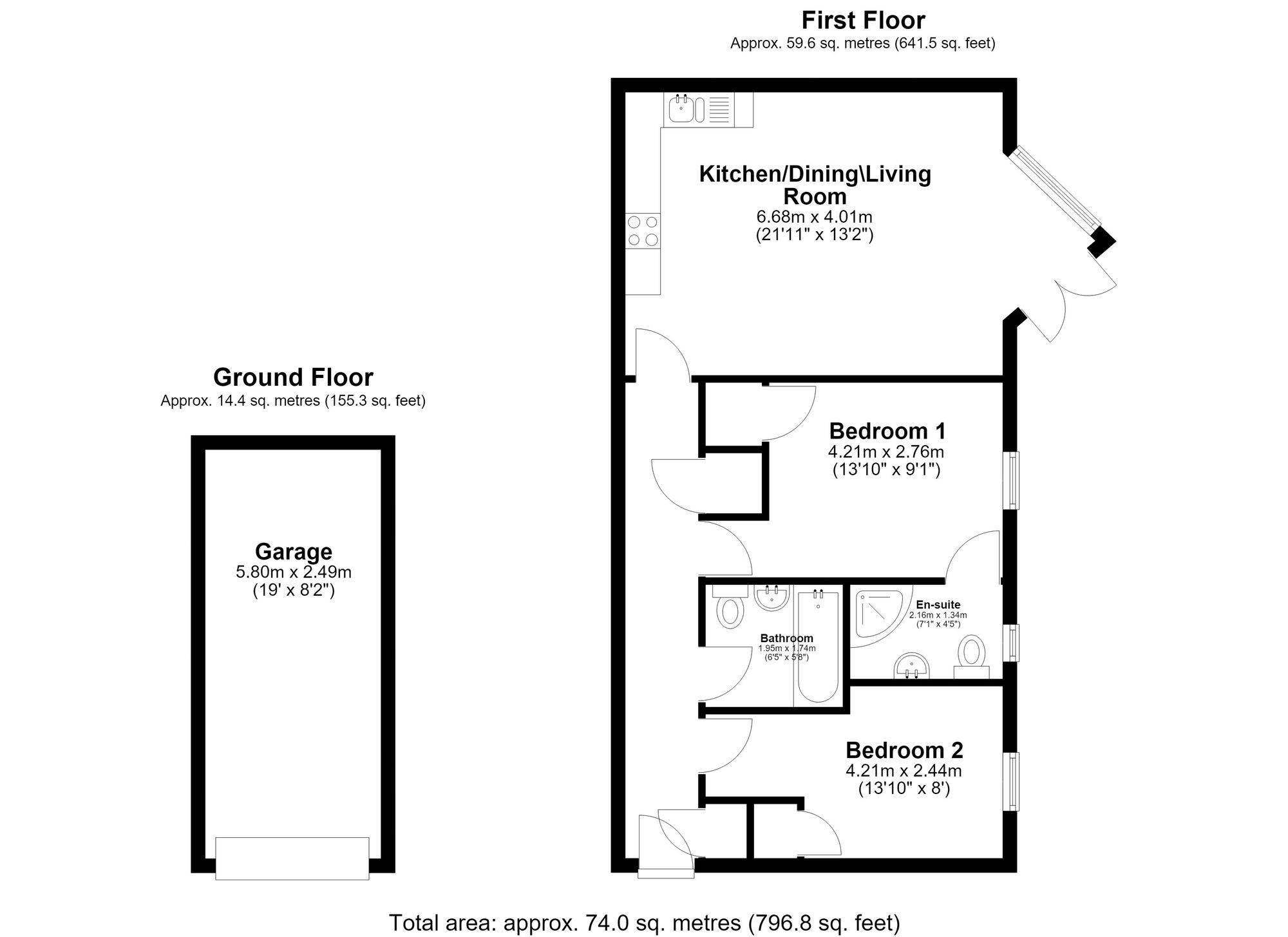 Flat 2, Carrington Court Princes Mews, Royston floorplan