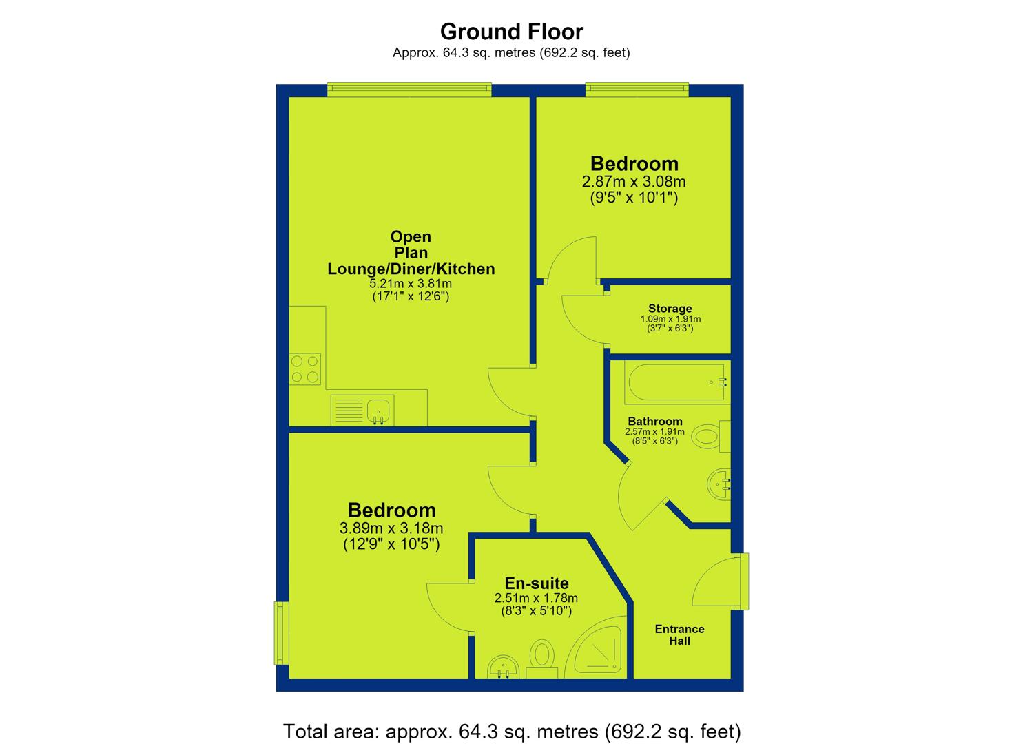 Apartment 2 Bridgford Place, 43, Rectory Road, Nottingham floorplan