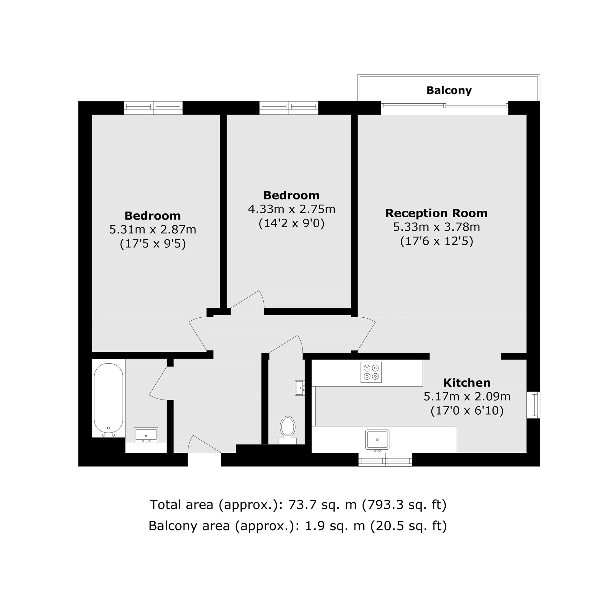 Flat 82, Lakeside, 82, Eaton Drive, Kingston Upon Thames floorplan