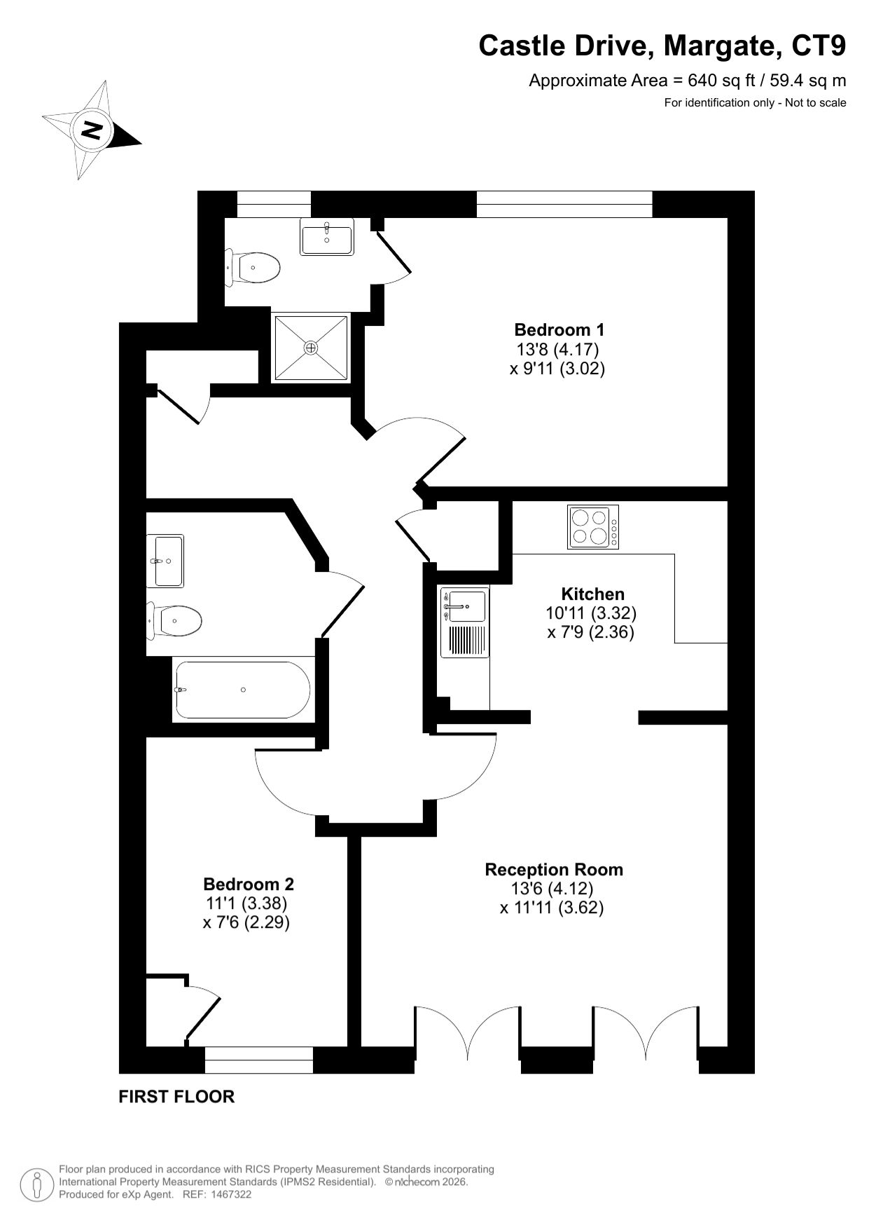 3,Flat 6, Castle Drive, Margate floorplan