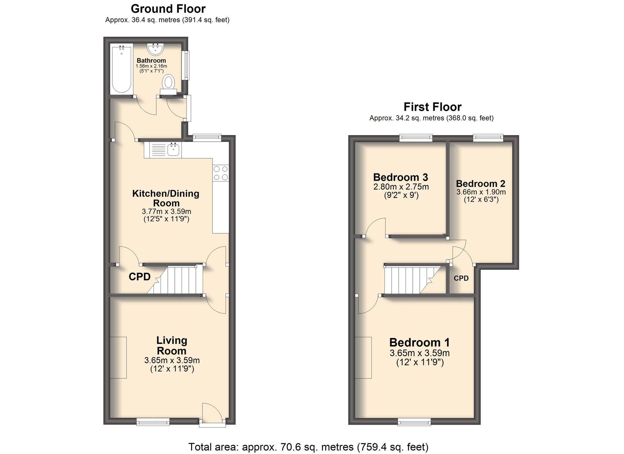 New Hall Road, Chesterfield S40, 3 bedroom terraced house to rent