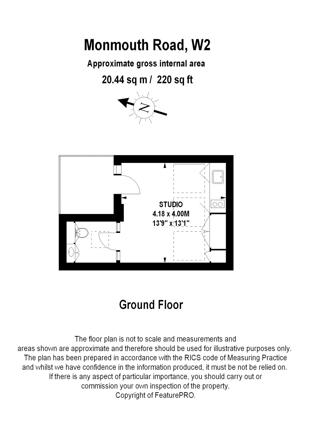 0 Bedrooms Studio to rent in Monmouth Road, London W2