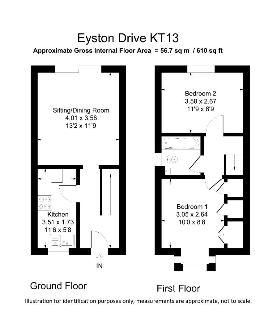 Eyston Drive, Weybridge KT13, 2 bedroom semidetached house for sale